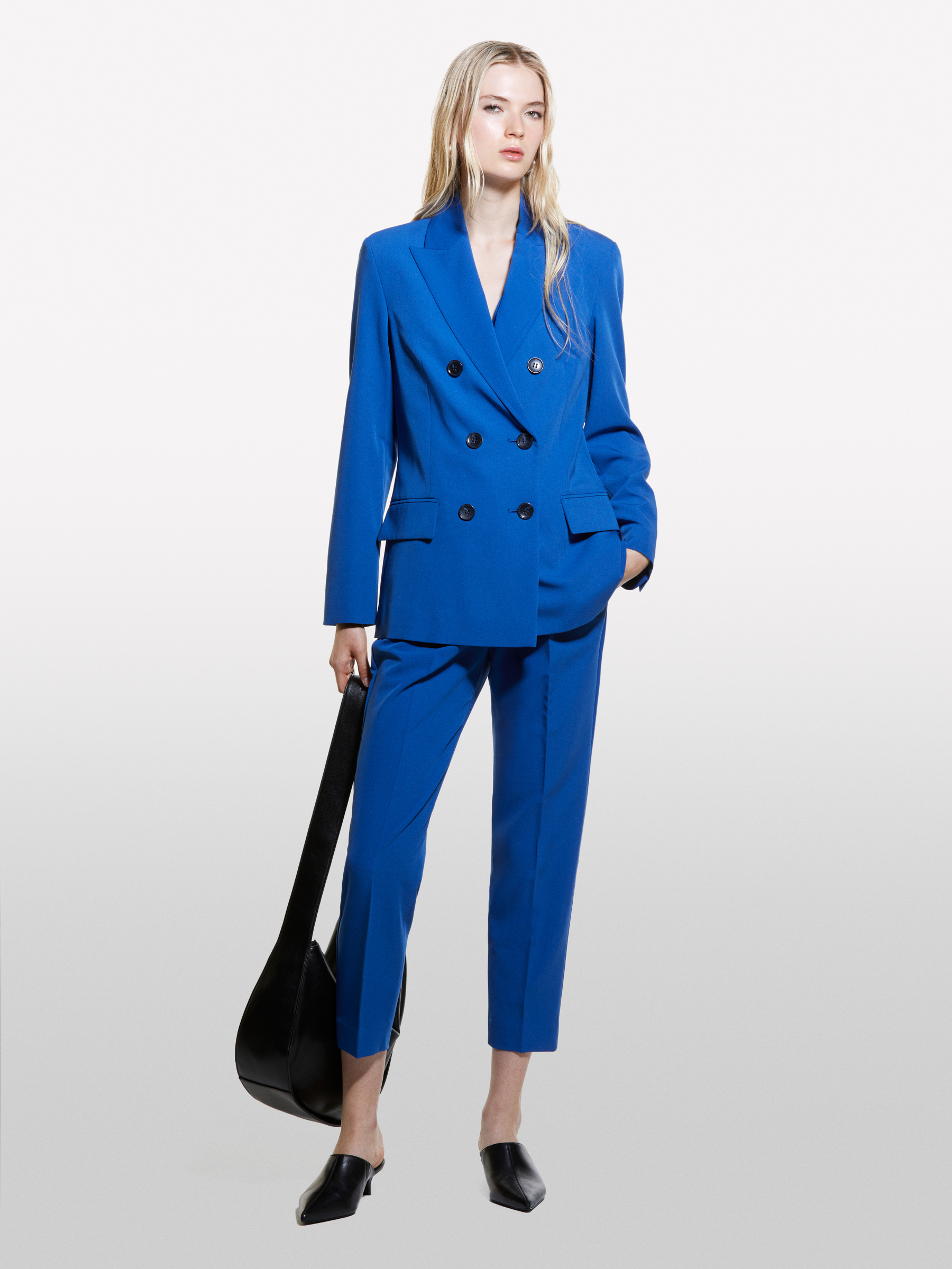 Sisley - Blazer Bleu À Double Boutonnage, Femme, Bleu, Taille: 48
