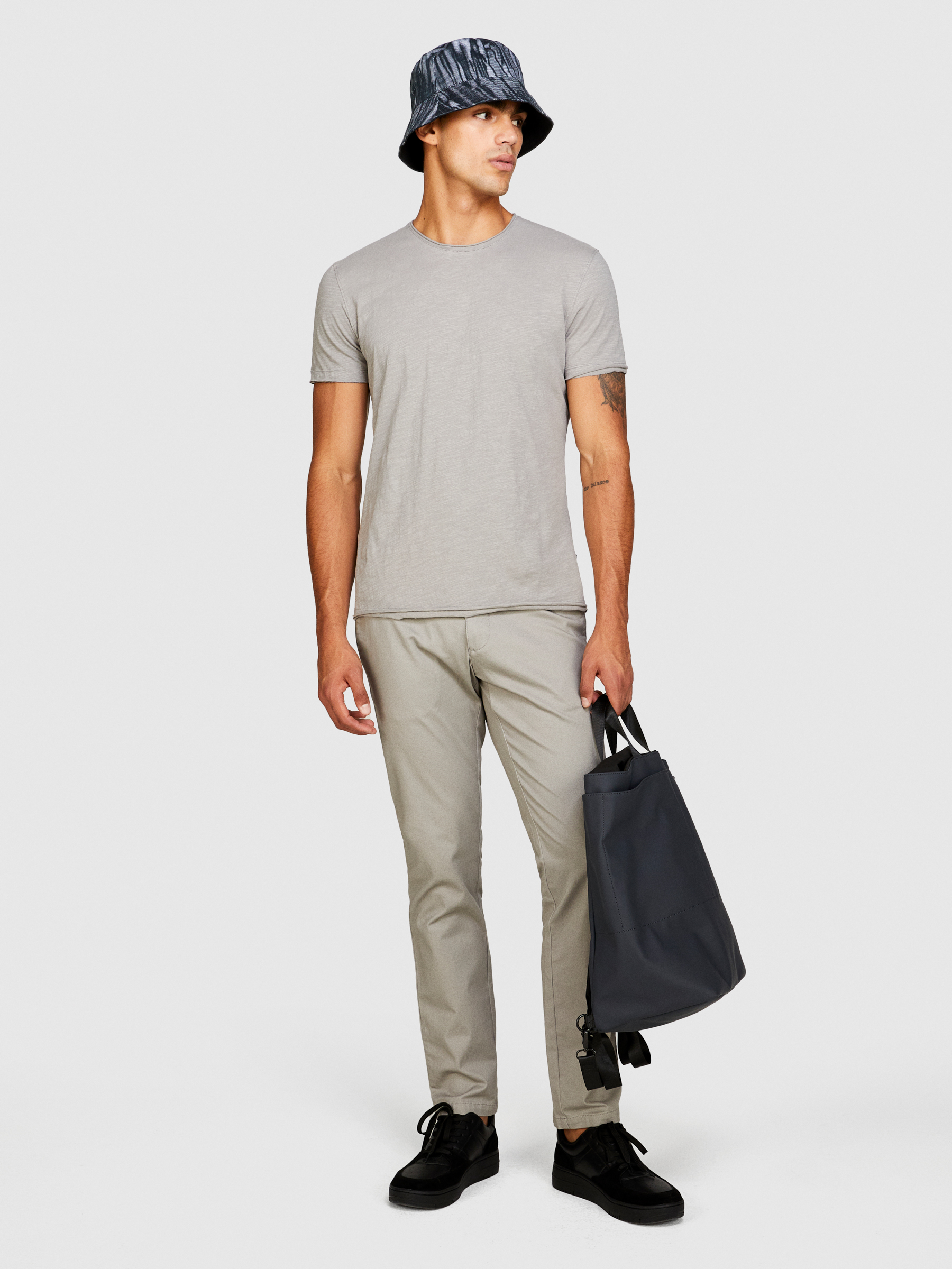Sisley - Slim Fit T-shirt, Man, Light Gray, Size: L
