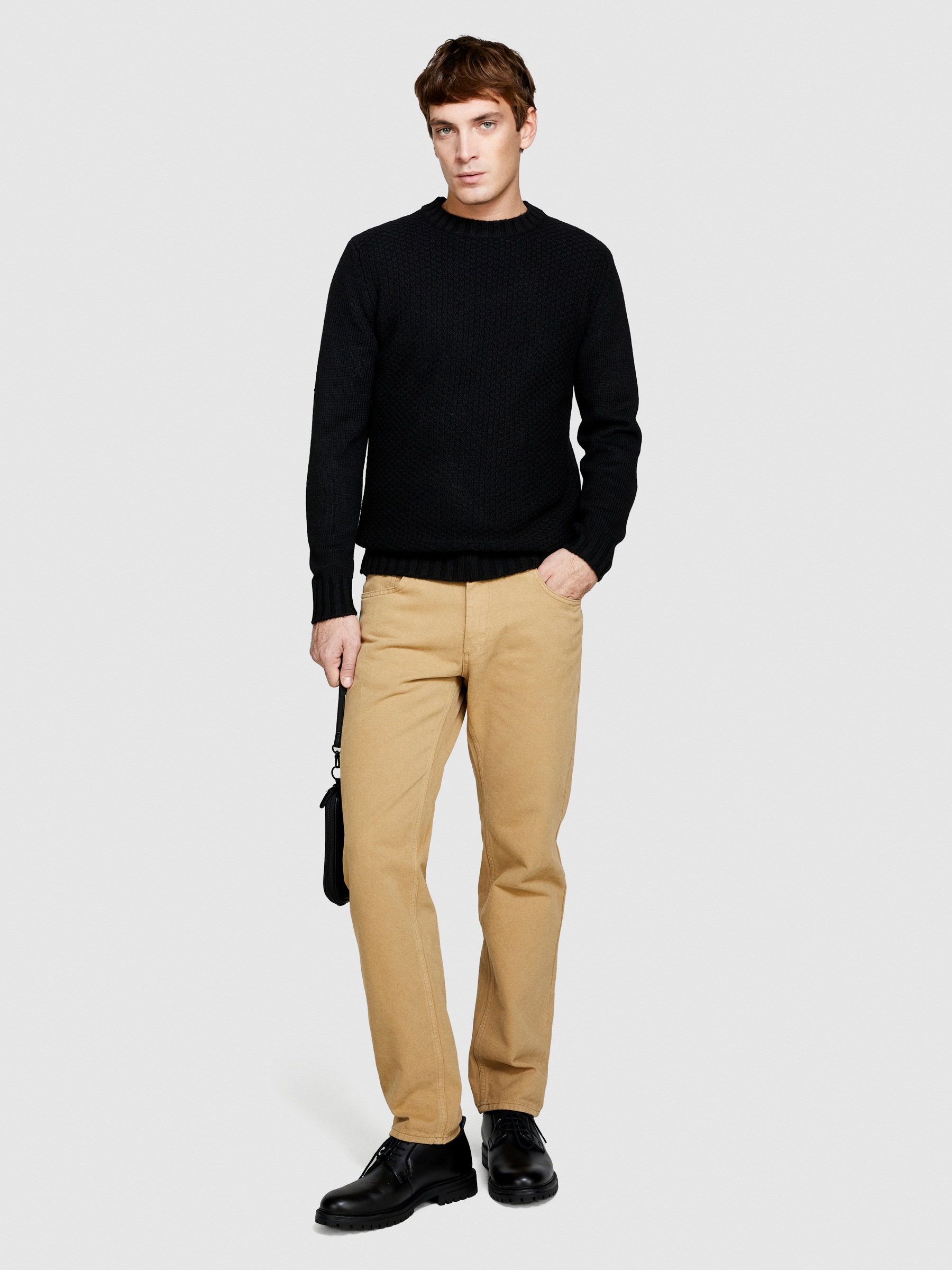 Sisley - Knit Sweater, Man, Black, Size: L