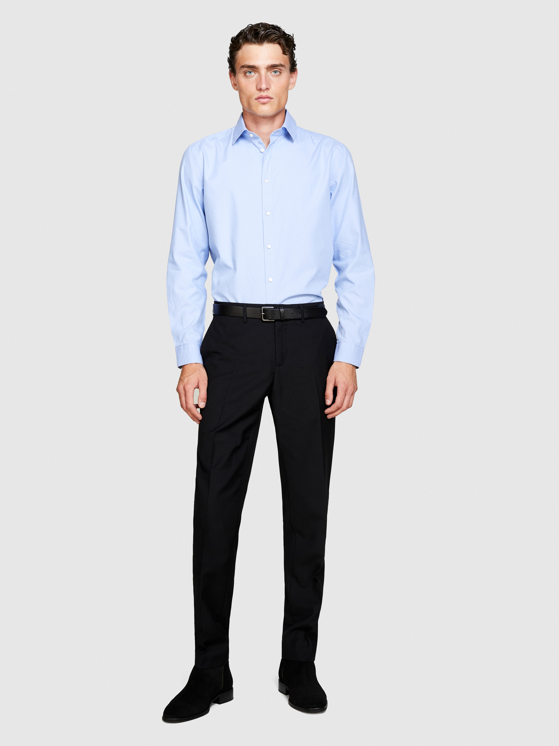 Sisley - 100% Cotton Shirt, Man, Light Blue, Size: 43