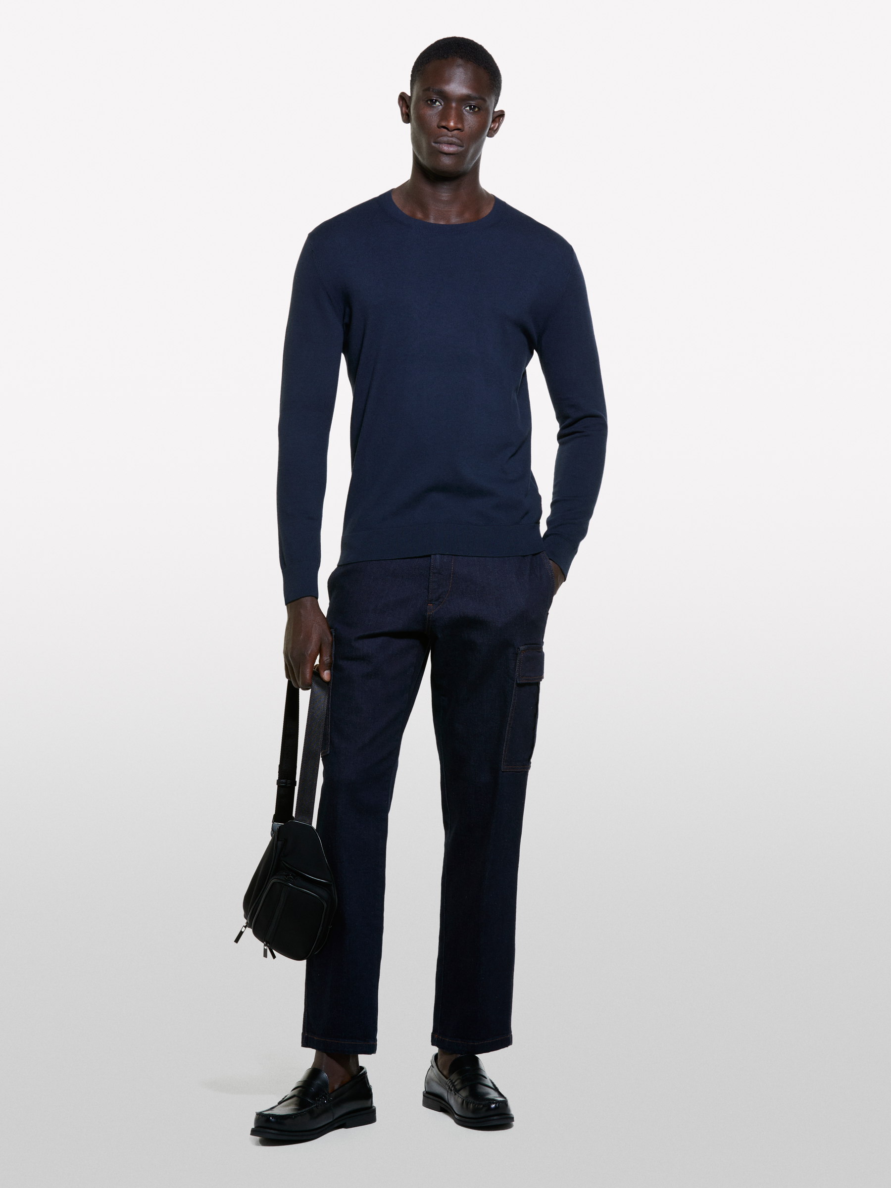 Sisley - Pull Uni Bleu Foncé, Homme, Bleu Foncé, Taille: XL