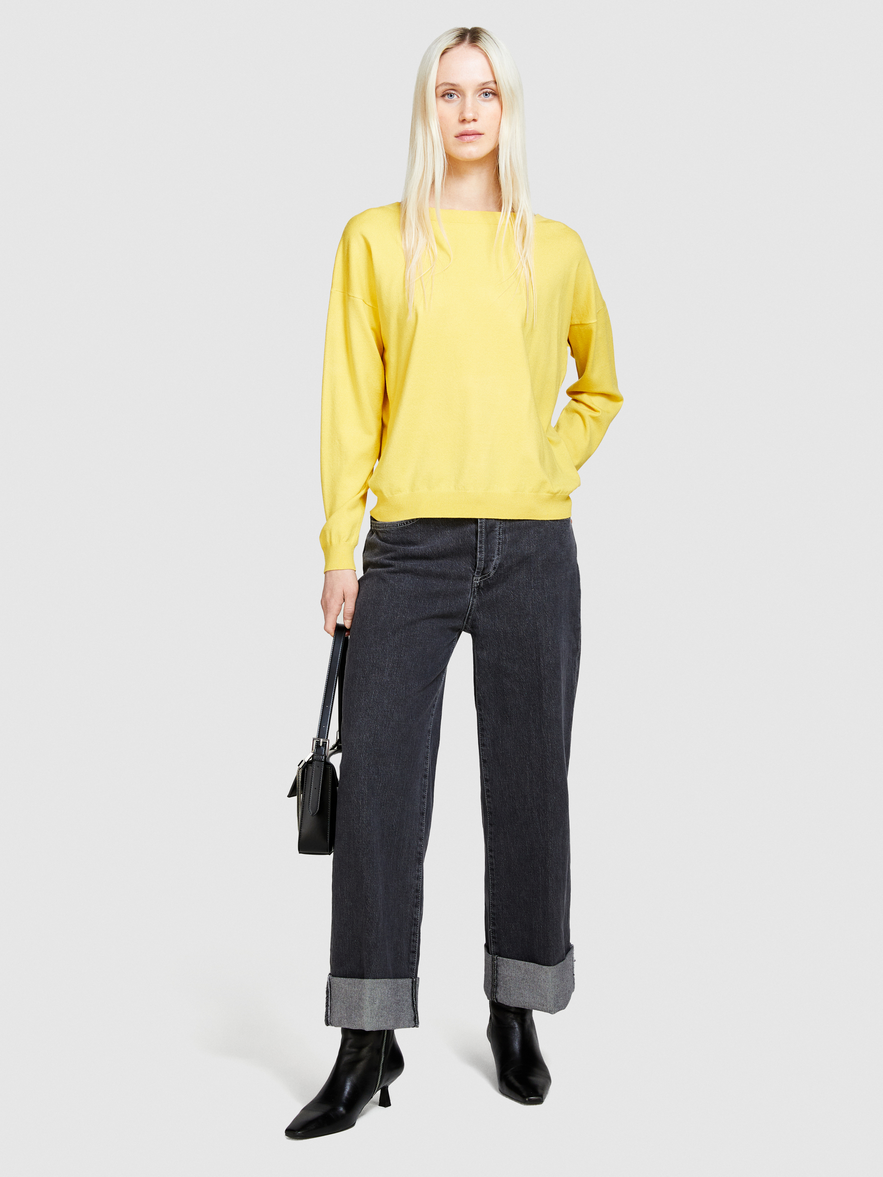 Sisley - Boat Neck Sweater, Woman, Yellow, Size: XL