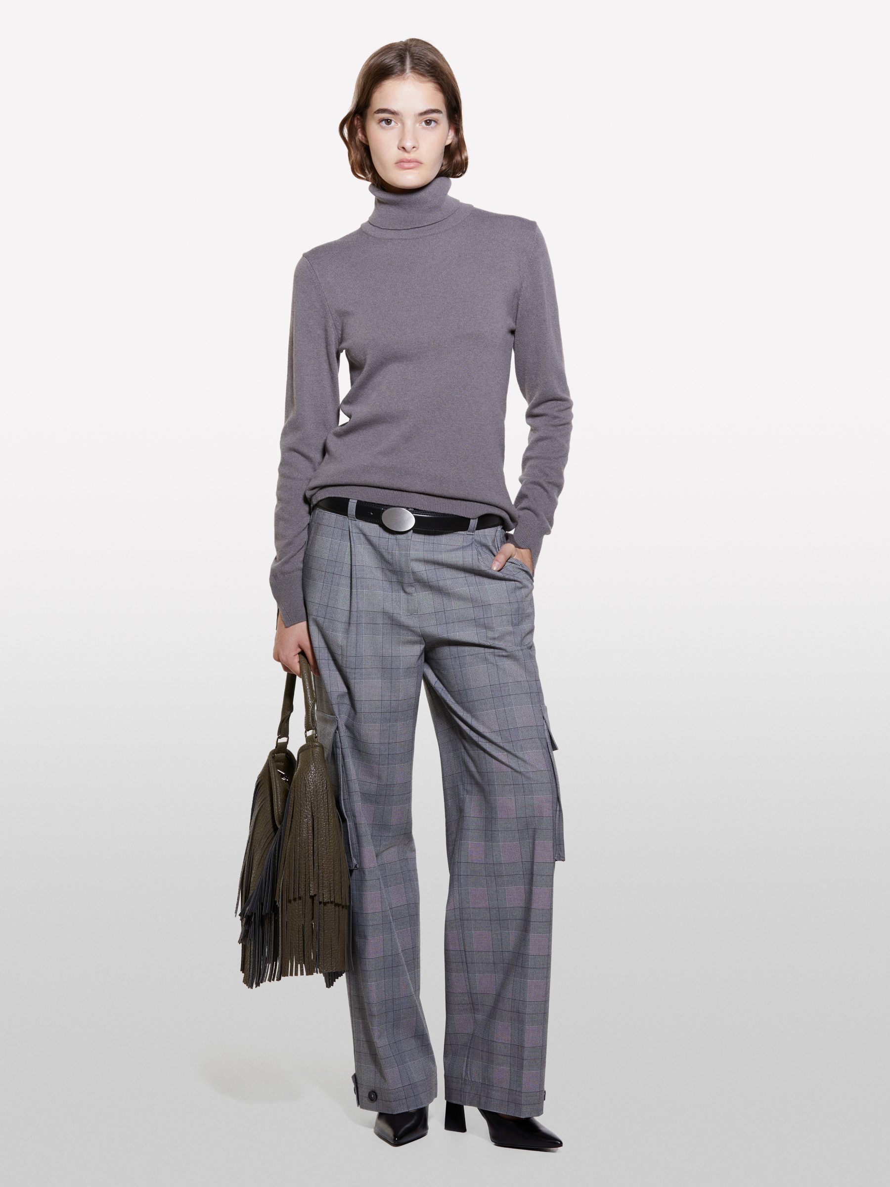 Sisley - Pull Regular Gris Foncé À Col Montant, Femme, Gris Foncé, Taille: XS