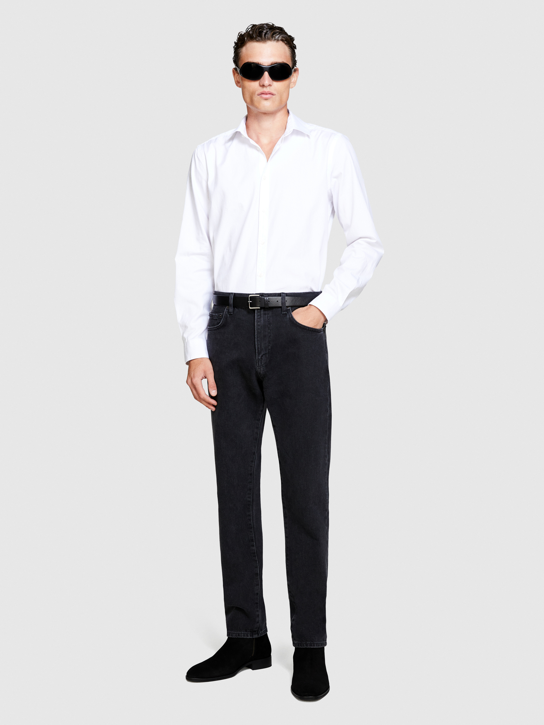 Sisley - 100% Cotton Shirt, Man, White, Size: 40
