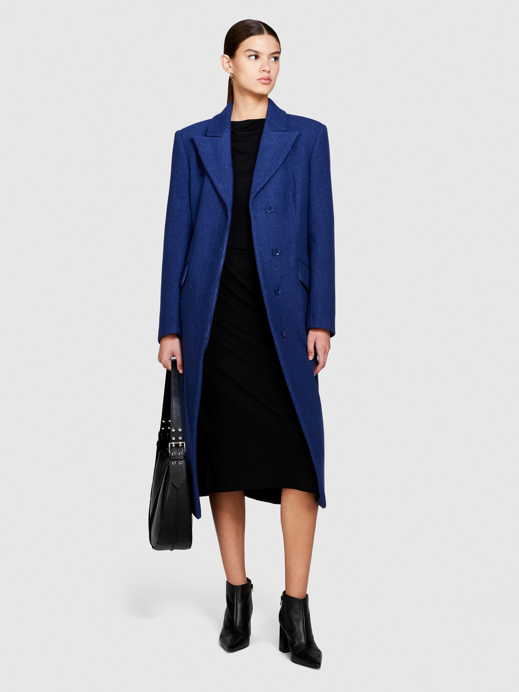 Sisley - Long Coat, Woman, Dark Blue, Size: 46