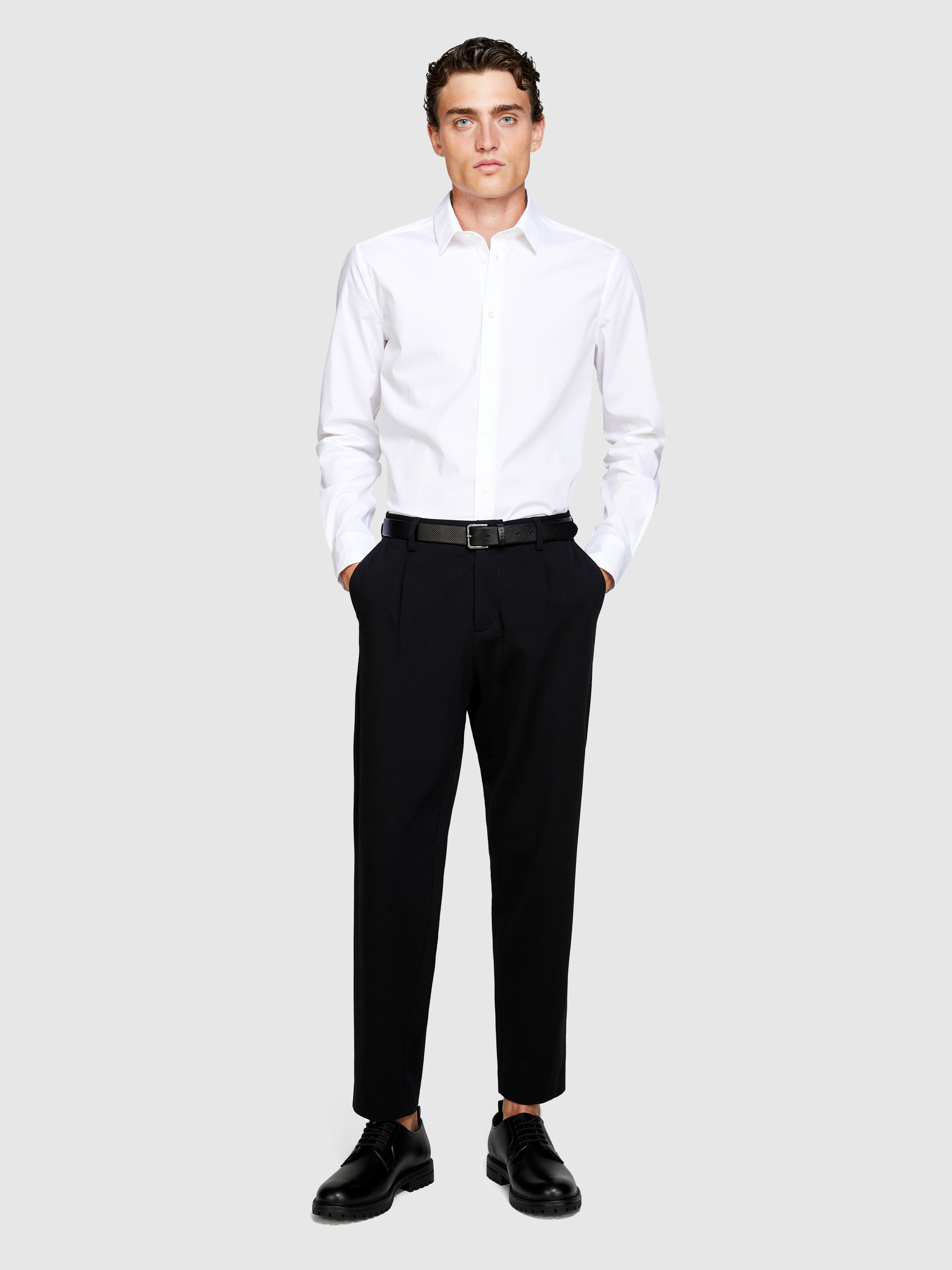 Sisley - Slim Fit Shirt, Man, White, Size: 42