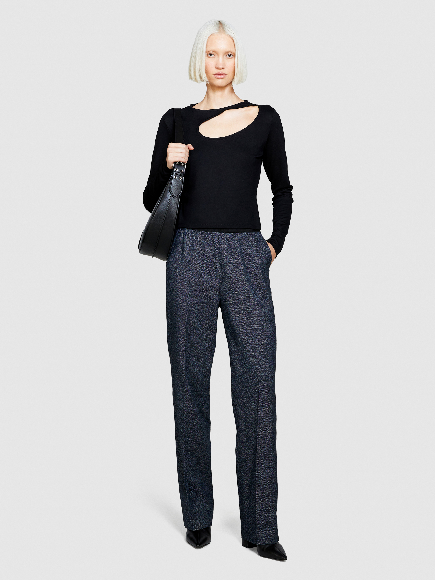 Sisley - Flannel Trousers, Woman, Dark Blue, Size: 48
