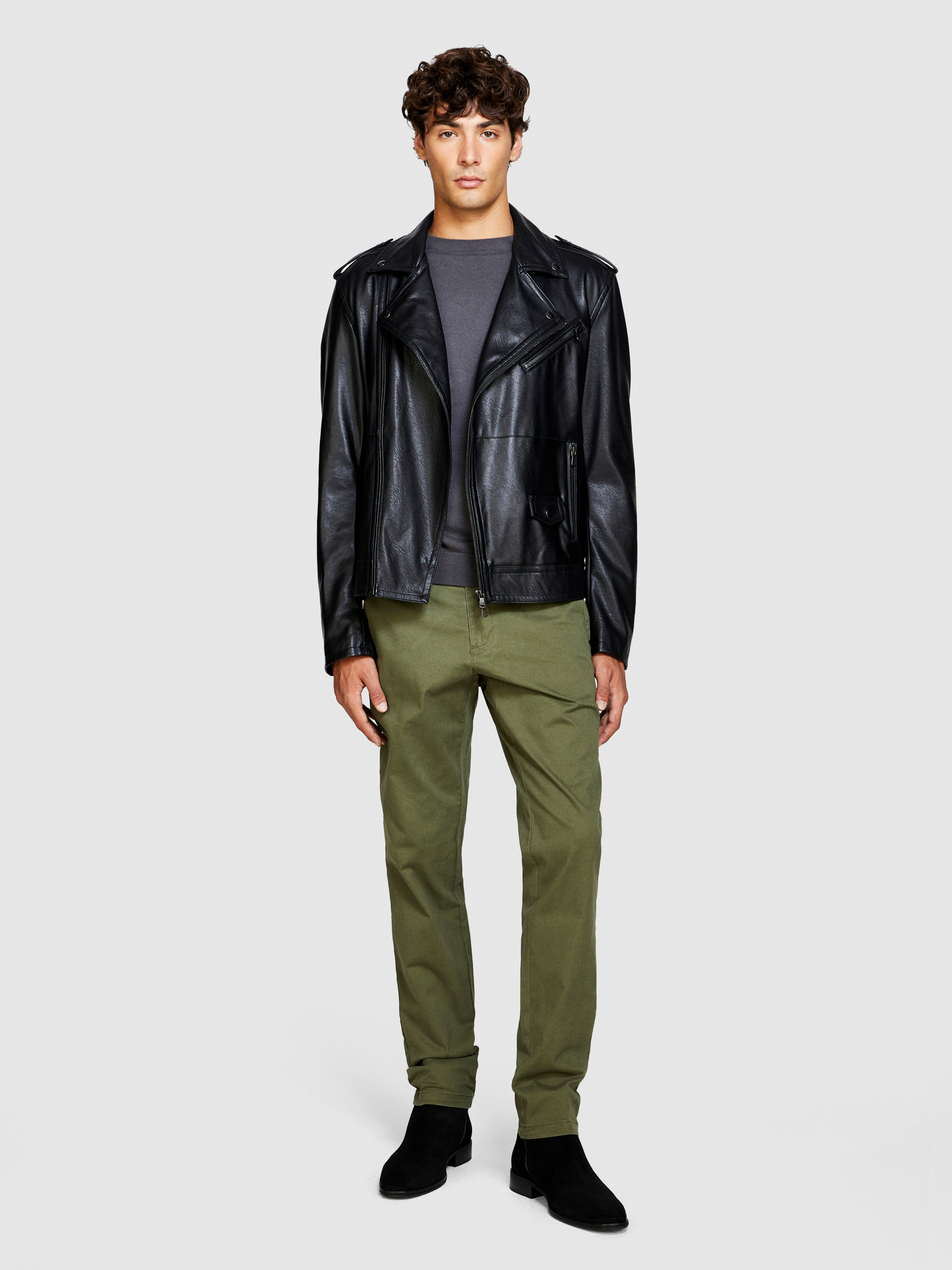 Sisley - Slim Fit Trousers, Man, Military Green, Size: 56