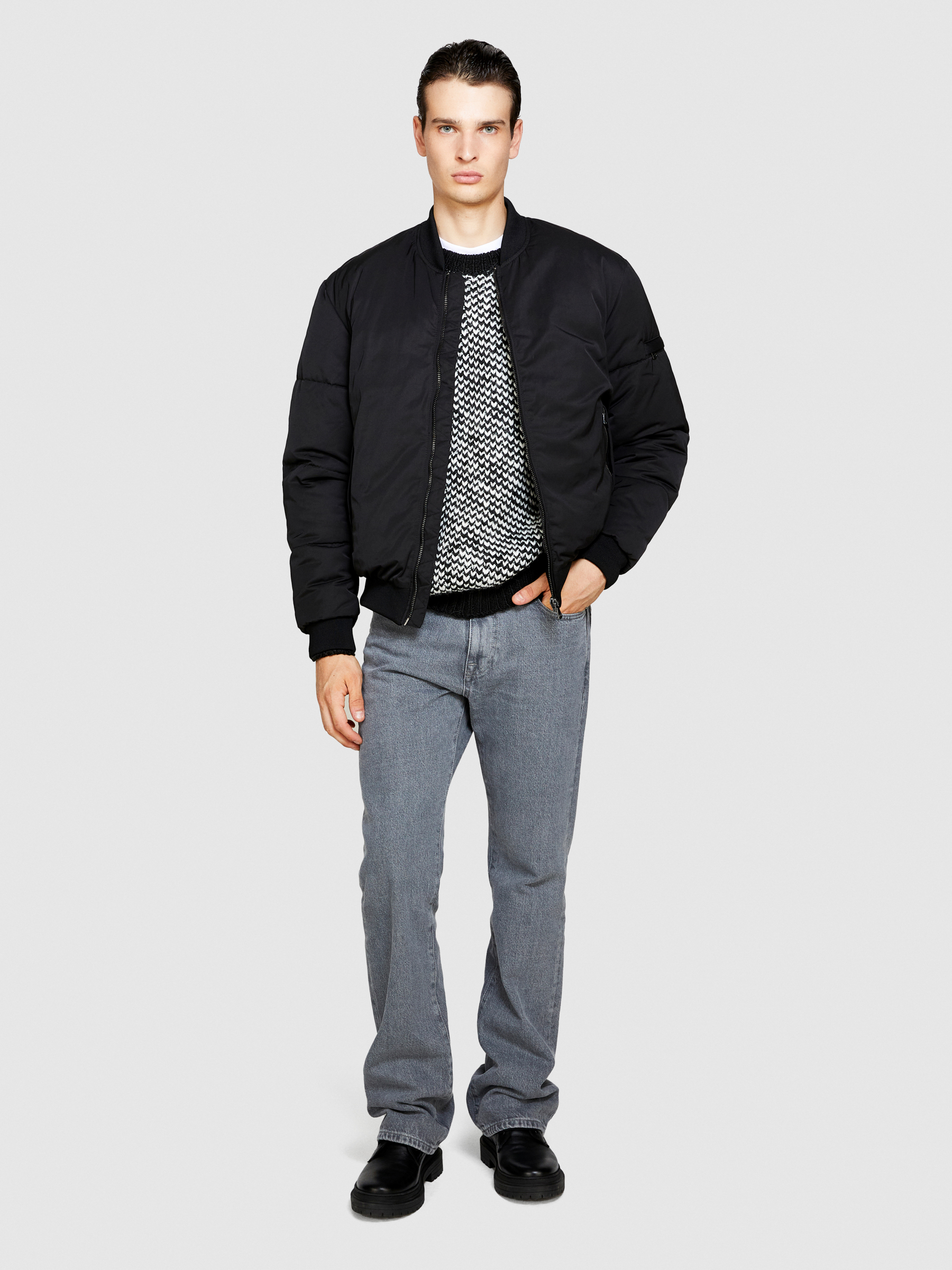 Sisley - Two-tone Sweater, Man, Black, Size: S