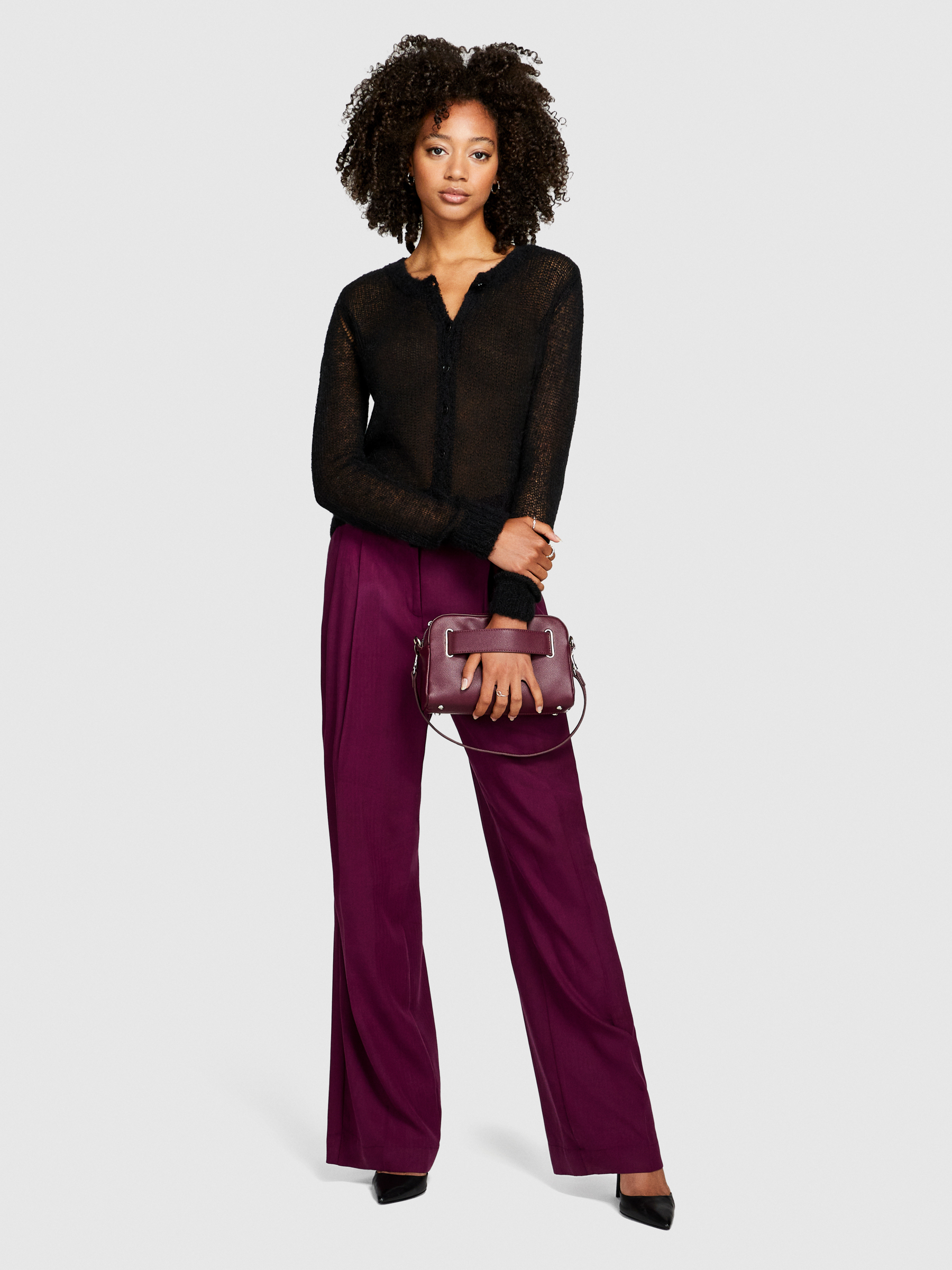 Sisley - Regular Fit Cardigan, Woman, Black, Size: S