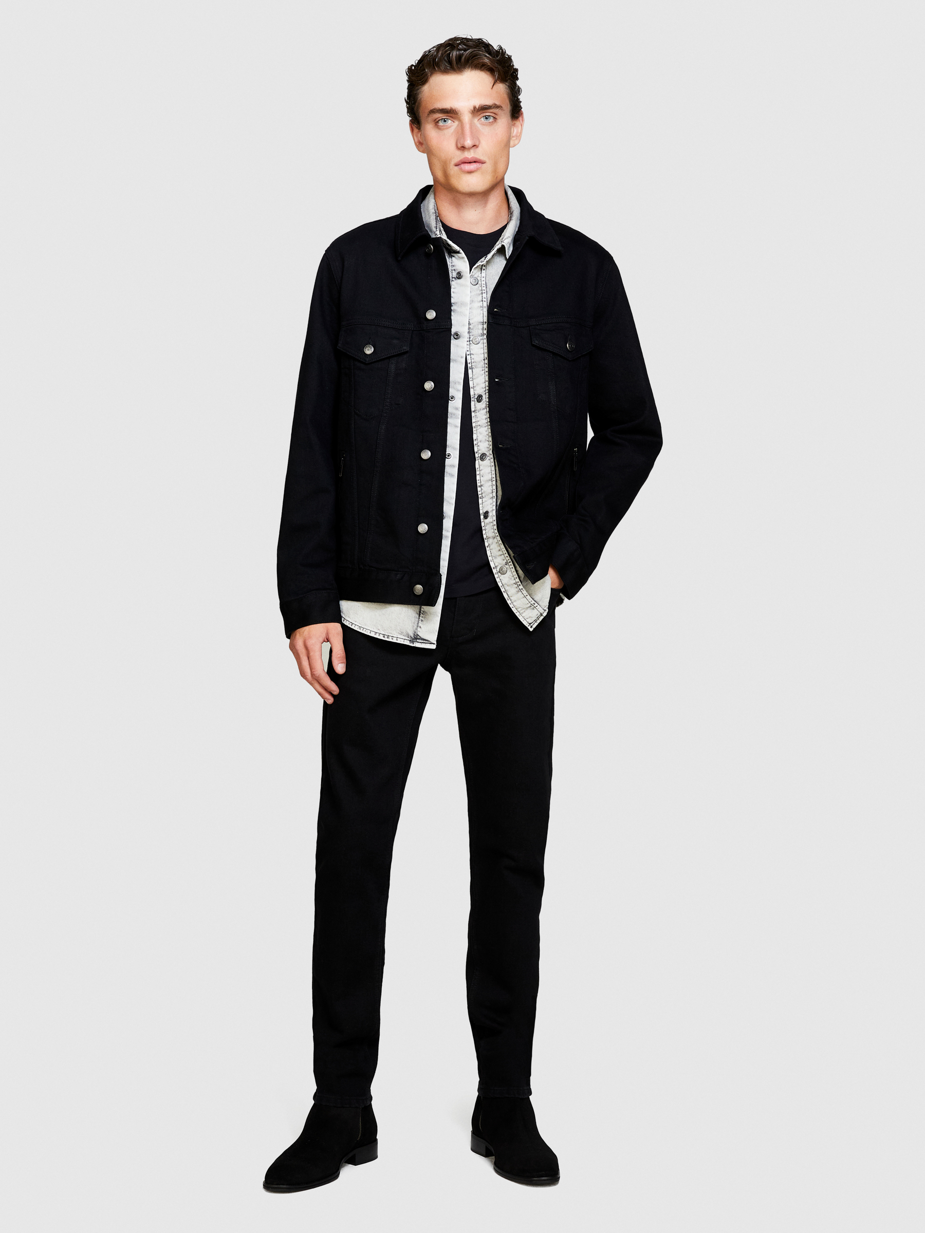 Sisley - Skinny Fit Black Helsinki Jeans, Man, Black, Size: 31