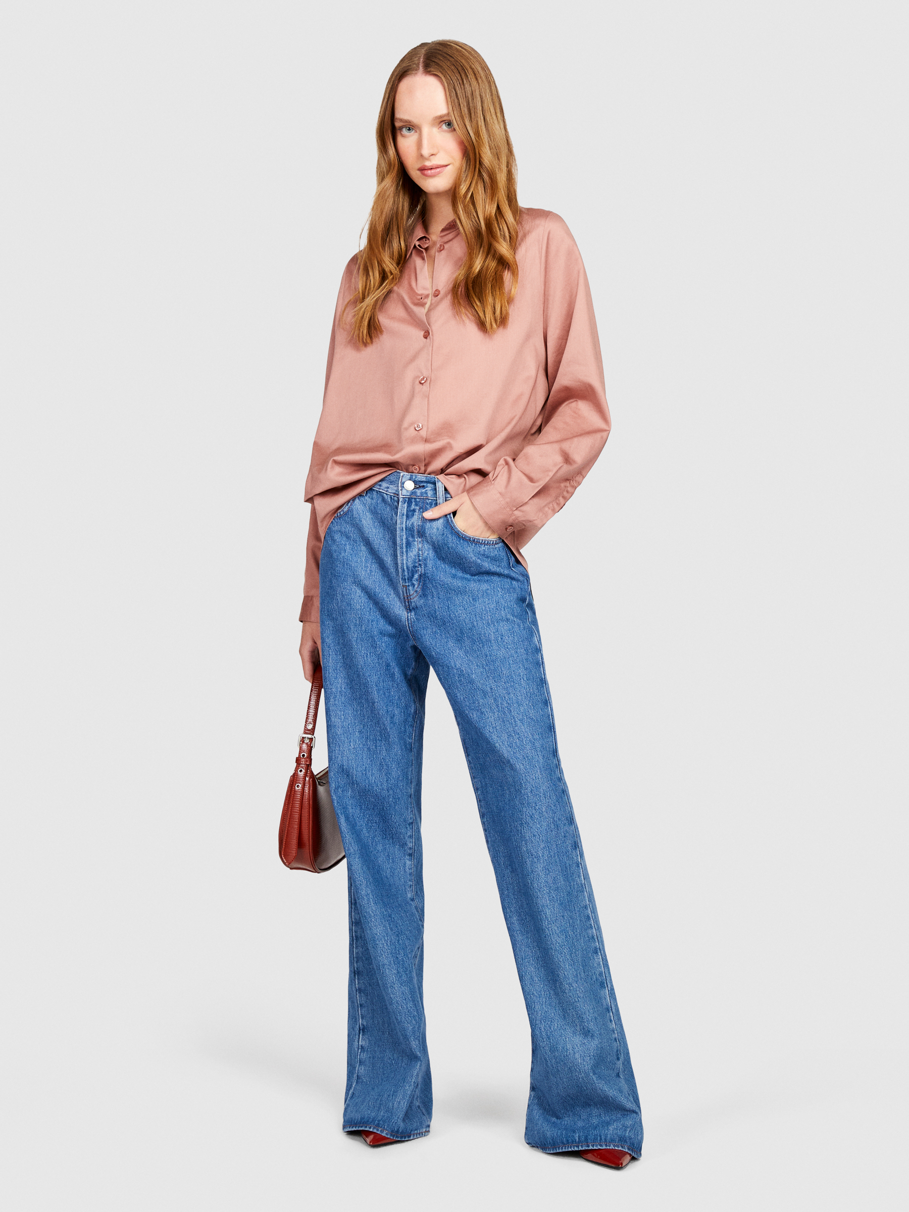 Sisley - Oversized Fit Shirt, Woman, Blush, Size: L