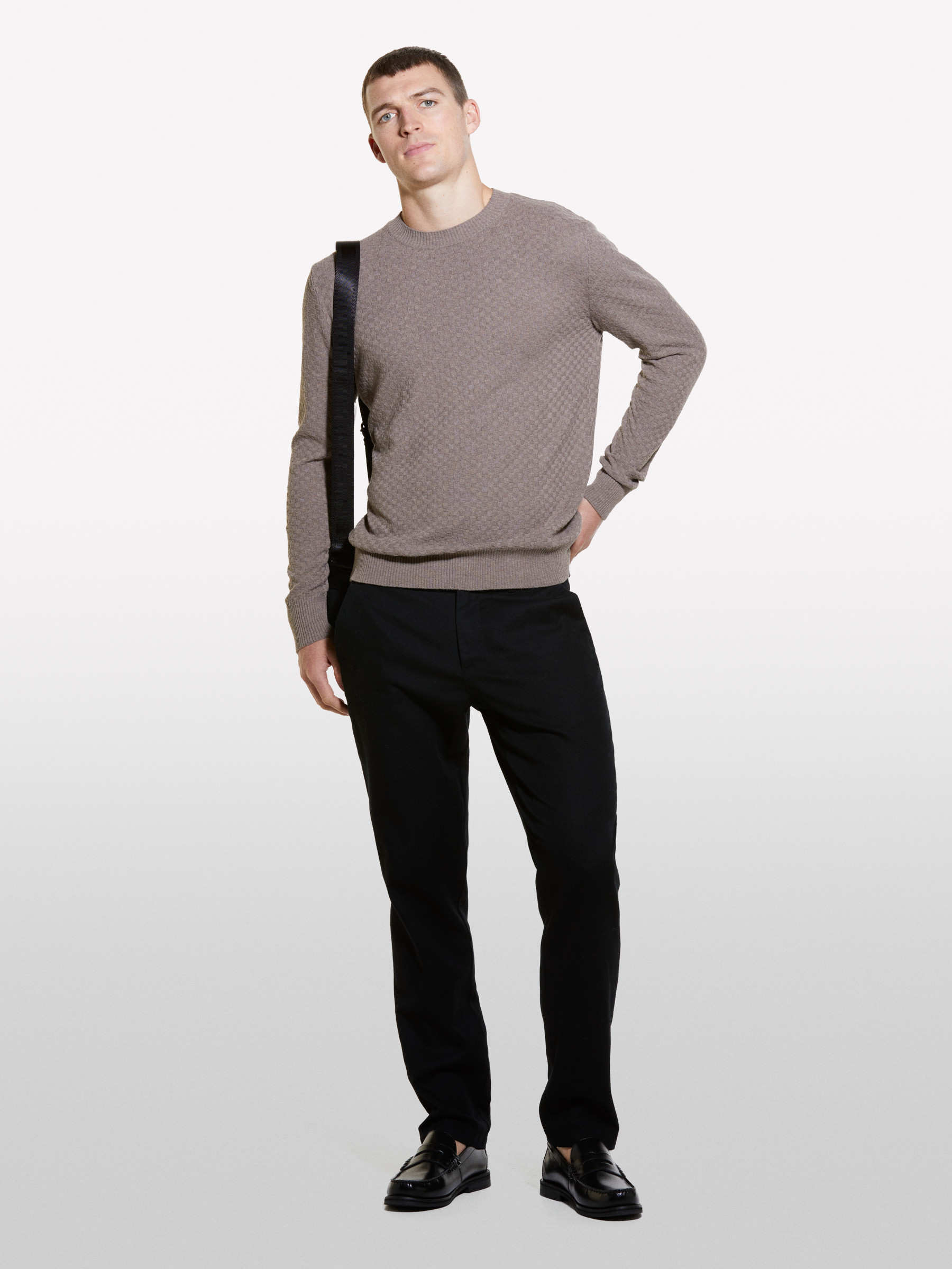 Sisley - Pull Marron À Col Rond, Homme, Marron, Taille: XL