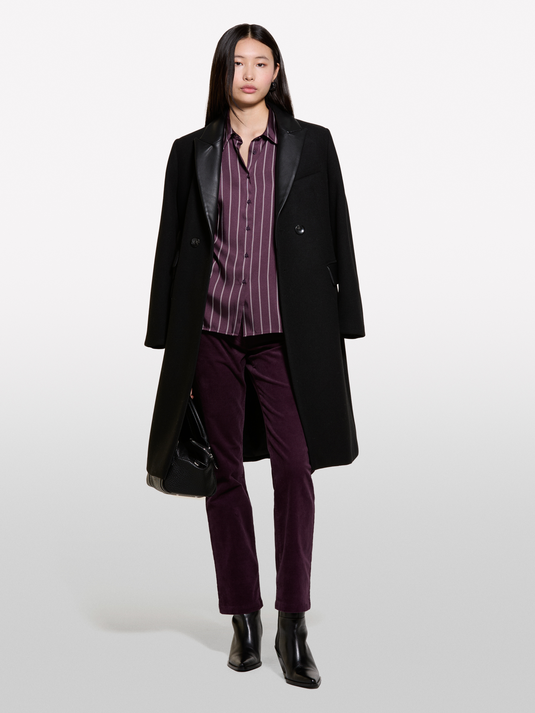 Sisley - Pantalon Prune En Velours À Bords-côtes, Femme, Prune, Taille: 48