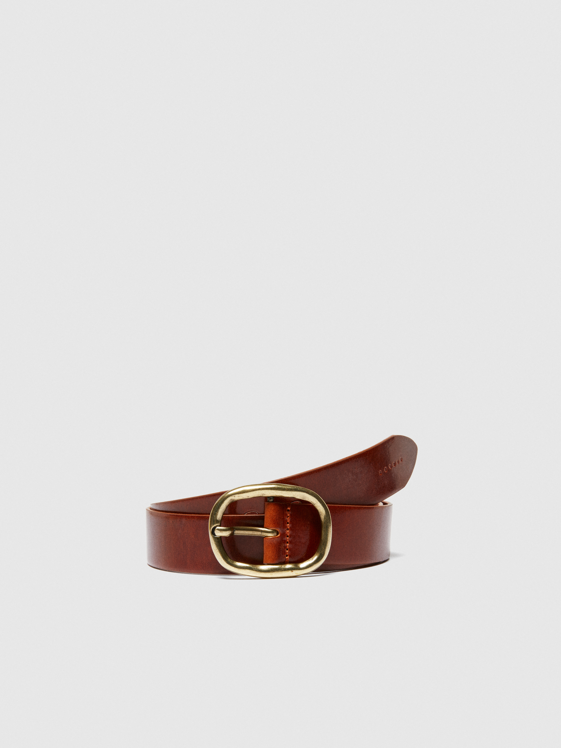 Sisley - Low-hanging Leather Belt, Woman, Camel, Size: S