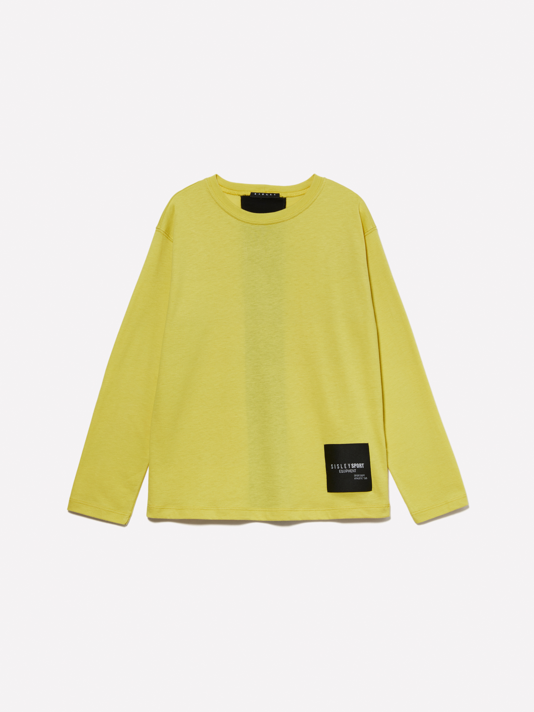 Sisley Young - T-shirt Jaune 100 % Coton Bio À Bande, Homme, Jaune, Taille: XS