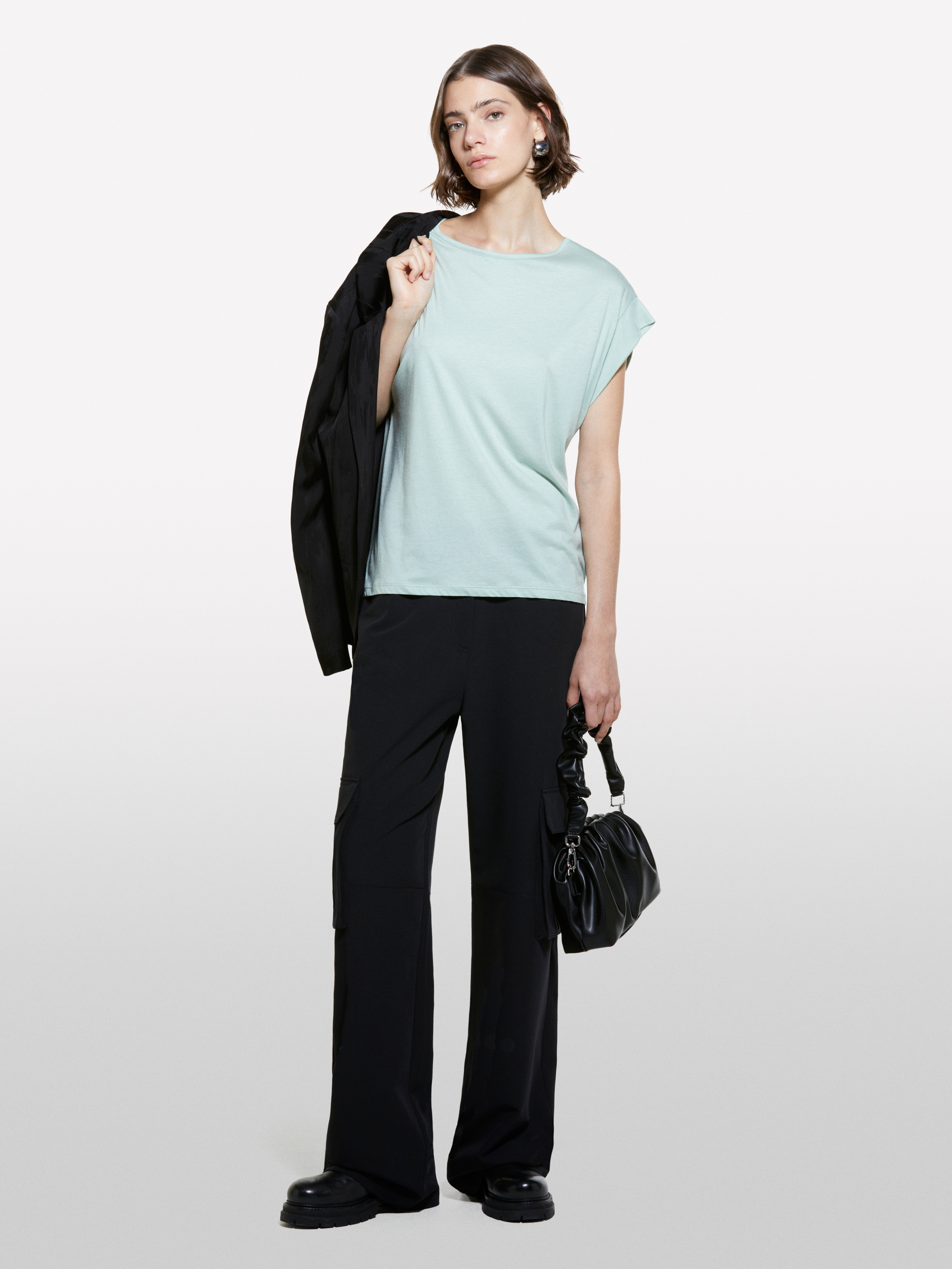 Sisley - T-shirt Vert Clair À Manches Kimono, Femme, Vert Clair, Taille: XS