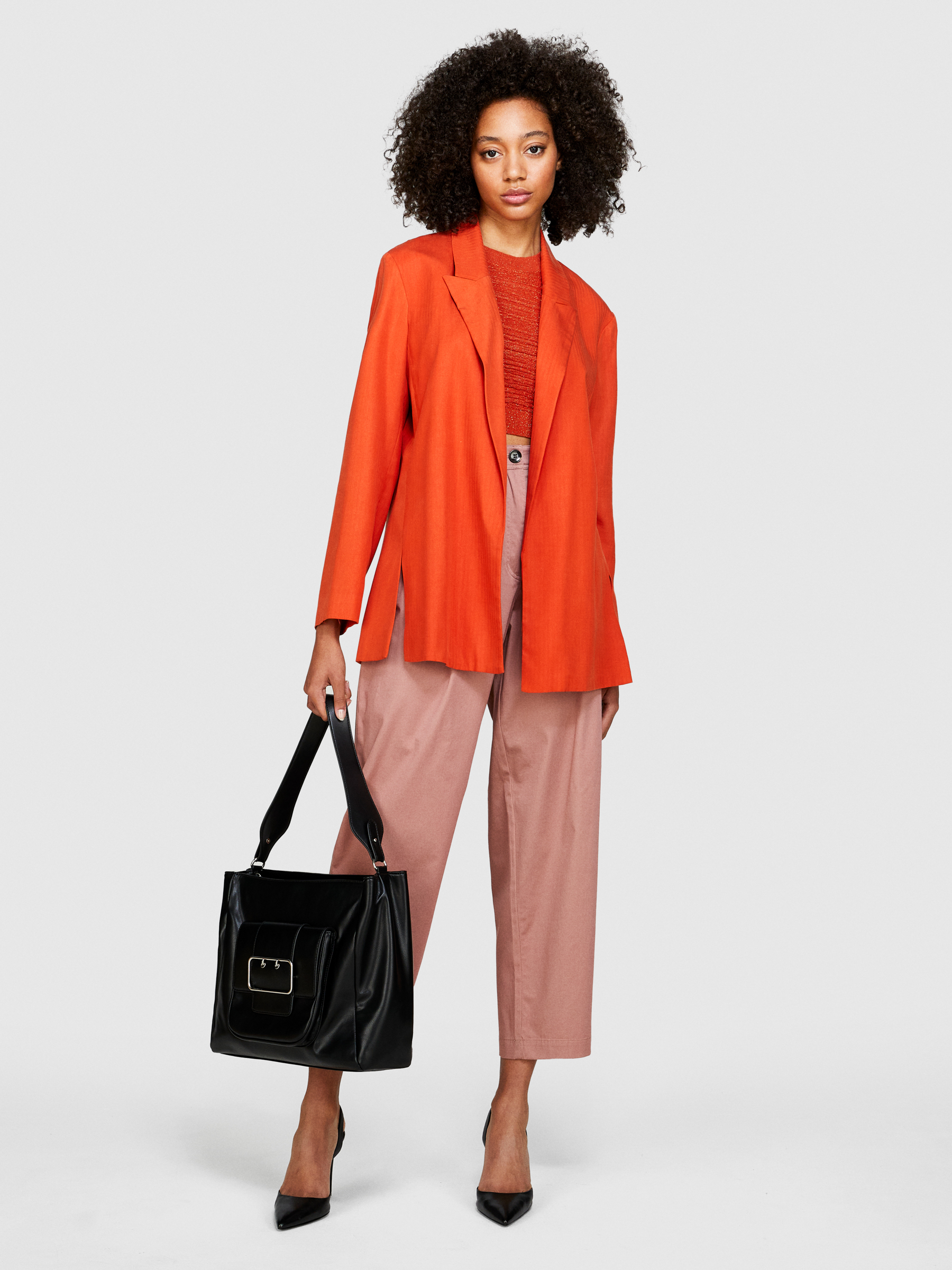 Sisley - Open Comfort Fit Blazer, Woman, Orange, Size: 38