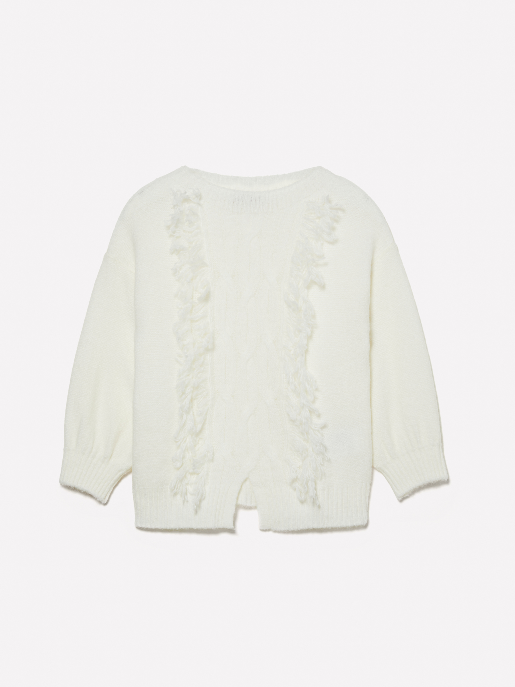 Sisley Young - Pull Crème Torsadé À Franges, Femme, Crème, Taille: XS