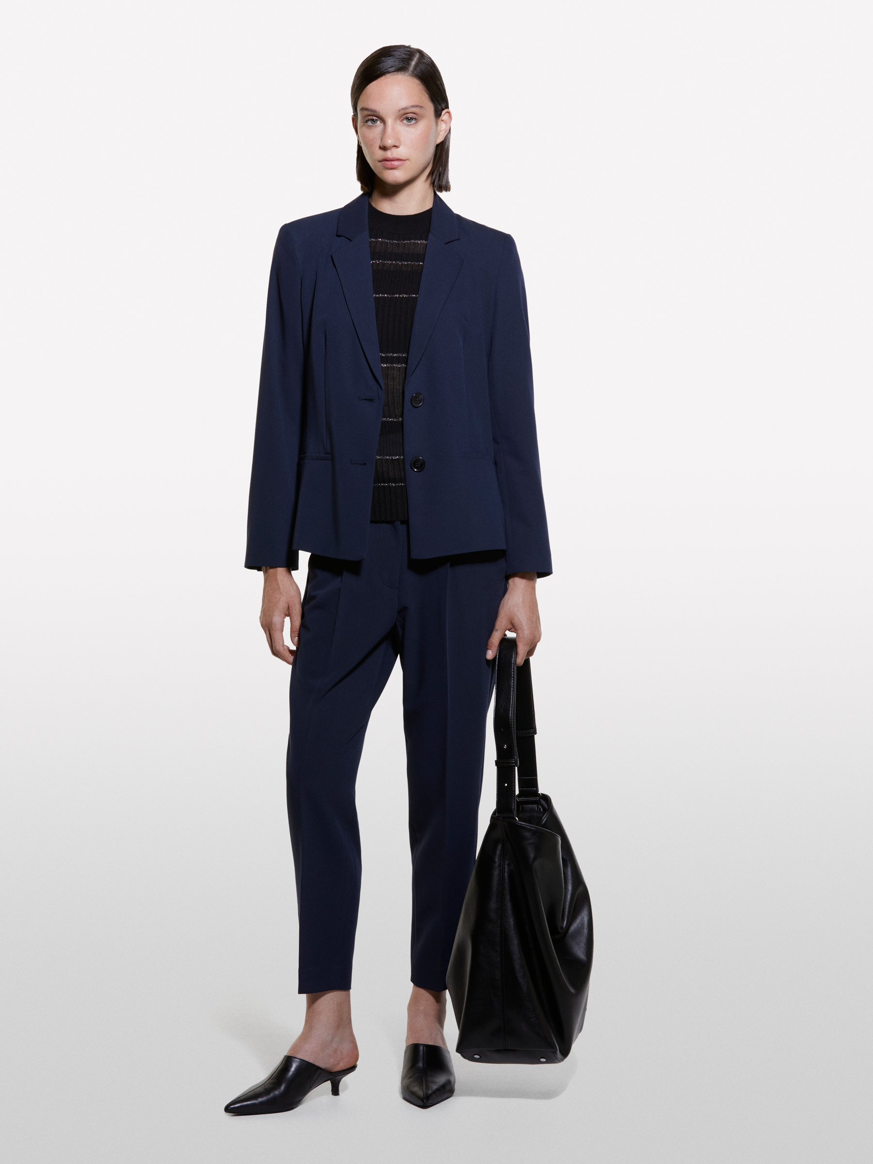 Sisley - Blazer Ajusté Bleu Foncé, Femme, Bleu Foncé, Taille: 48