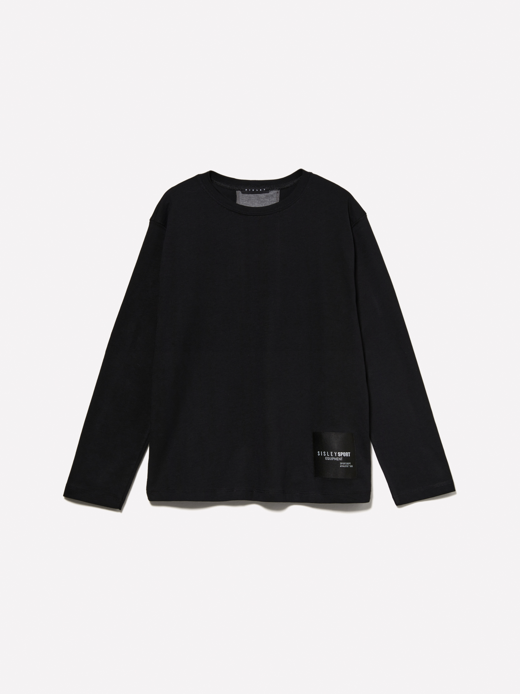 Sisley Young - T-shirt Noir 100 % Coton Bio À Bande, Homme, Noir, Taille: XS