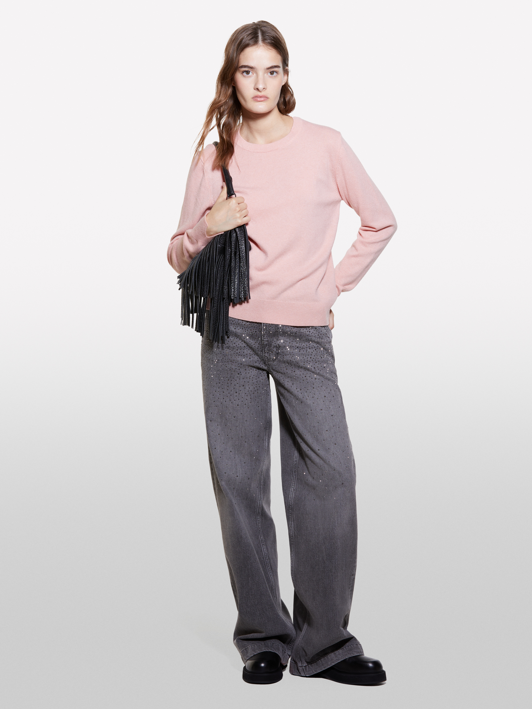 Sisley - Pull Regular Rose À Col Rond, Femme, Rose, Taille: XS