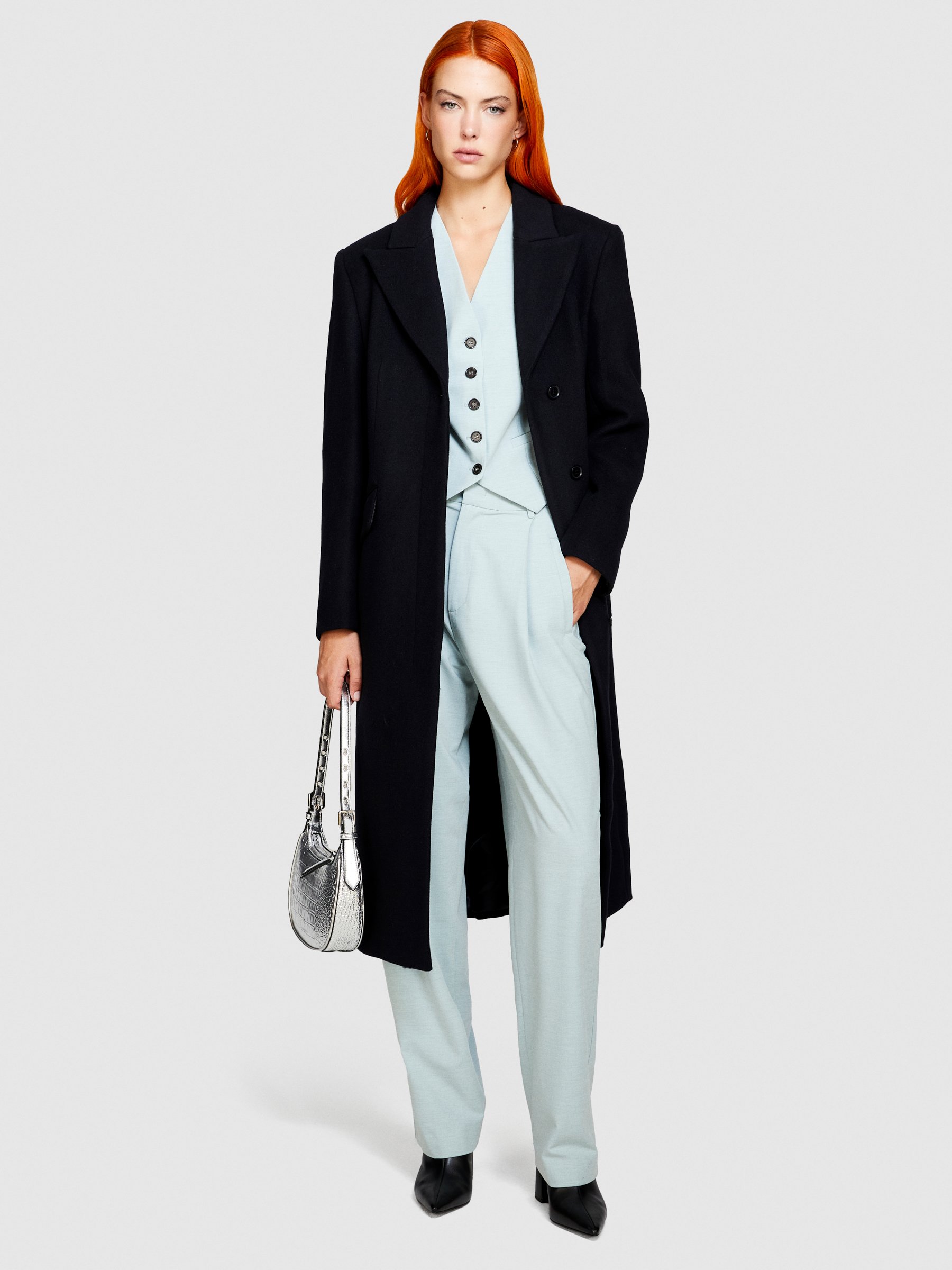Sisley - Long Coat, Woman, Black, Size: 42