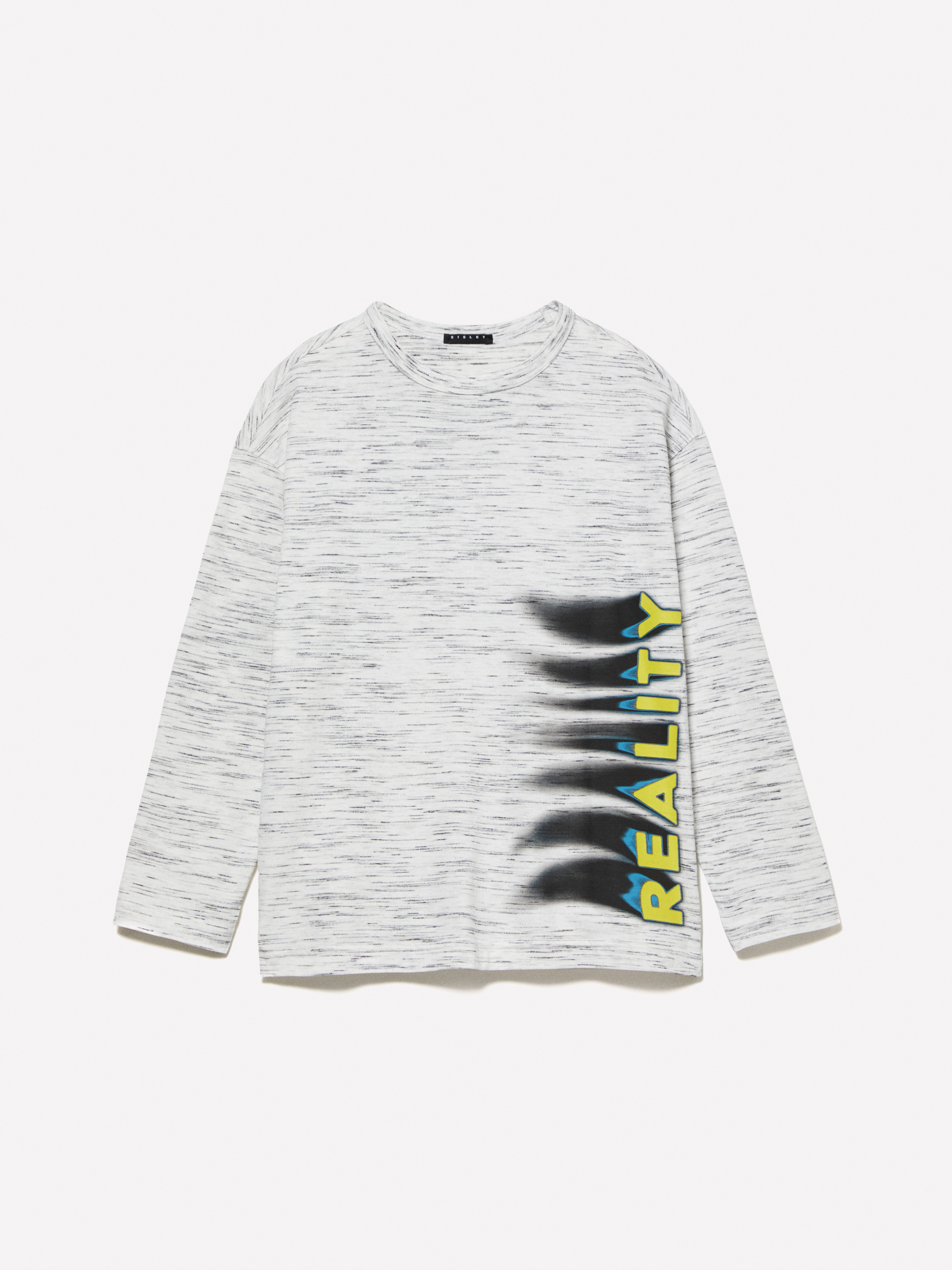 Sisley Young - T-shirt Blanc Flammé À Imprimé Effet Graffiti, Homme, Blanc, Taille: XS
