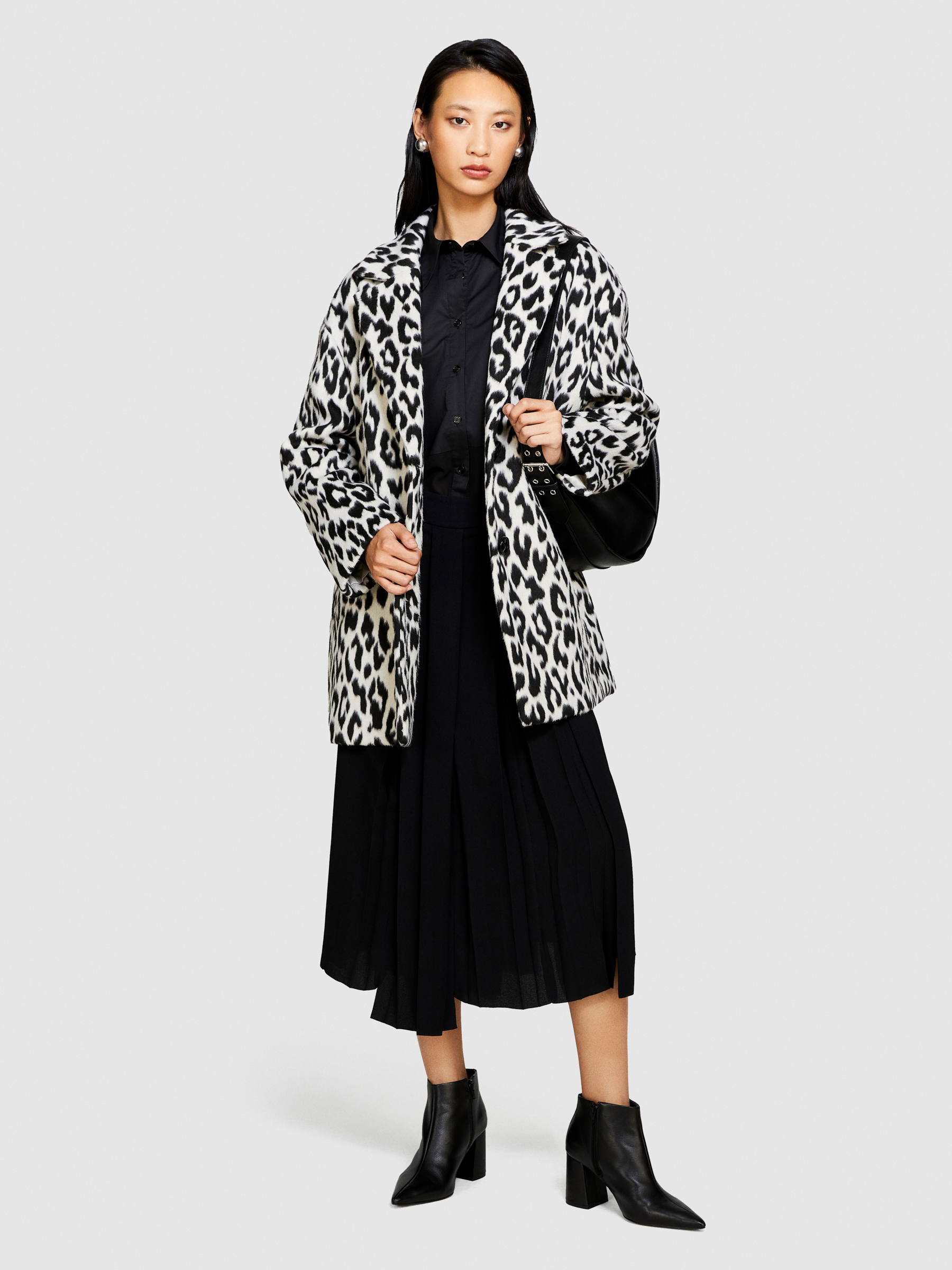 Sisley - Midi Skirt With Stripes, Woman, Black, Size: 42
