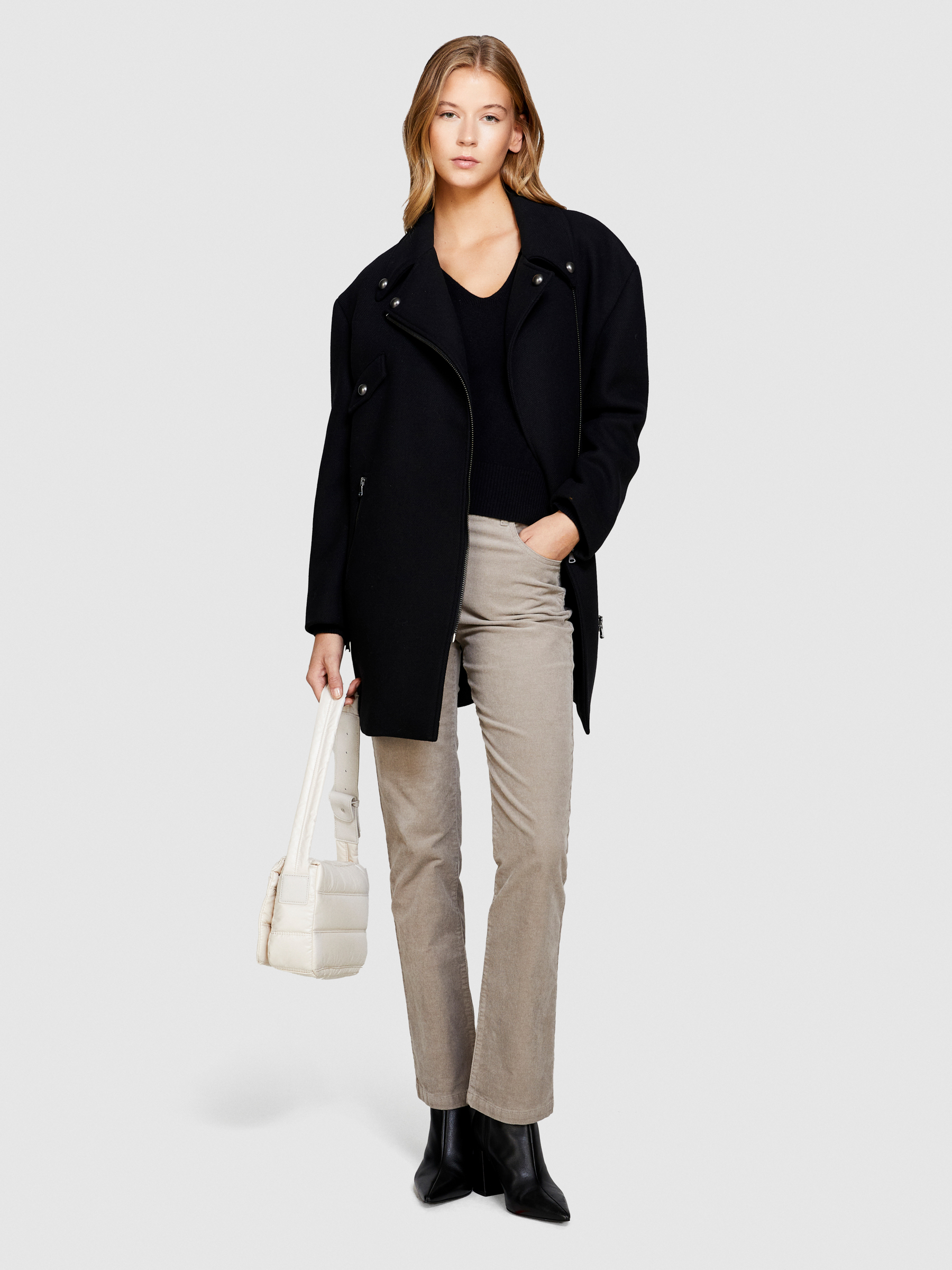 Sisley - Trousers In Corduroy, Woman, Dove Gray, Size: 42