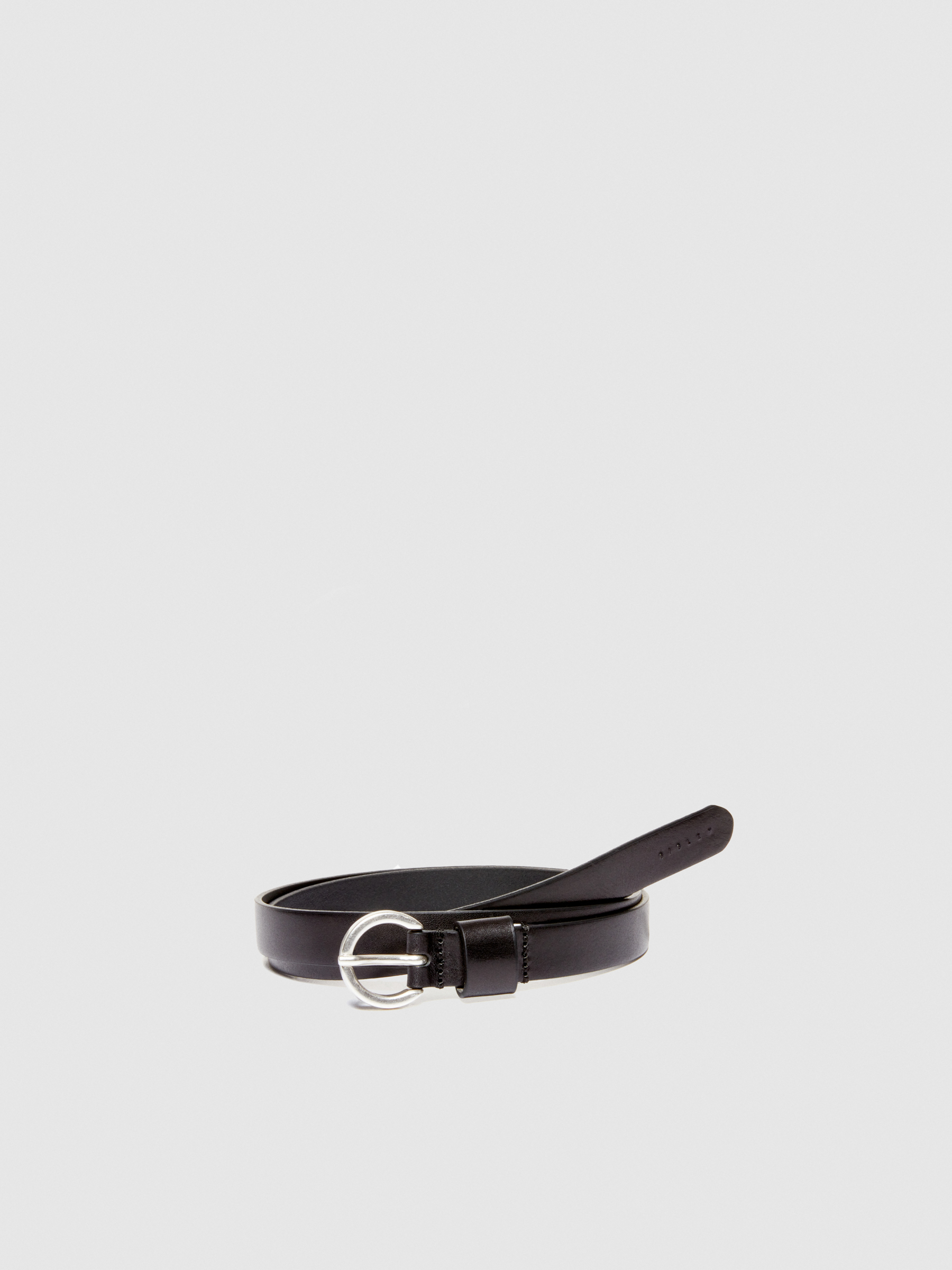 Sisley - Low-hanging Leather Belt, Woman, Black, Size: L