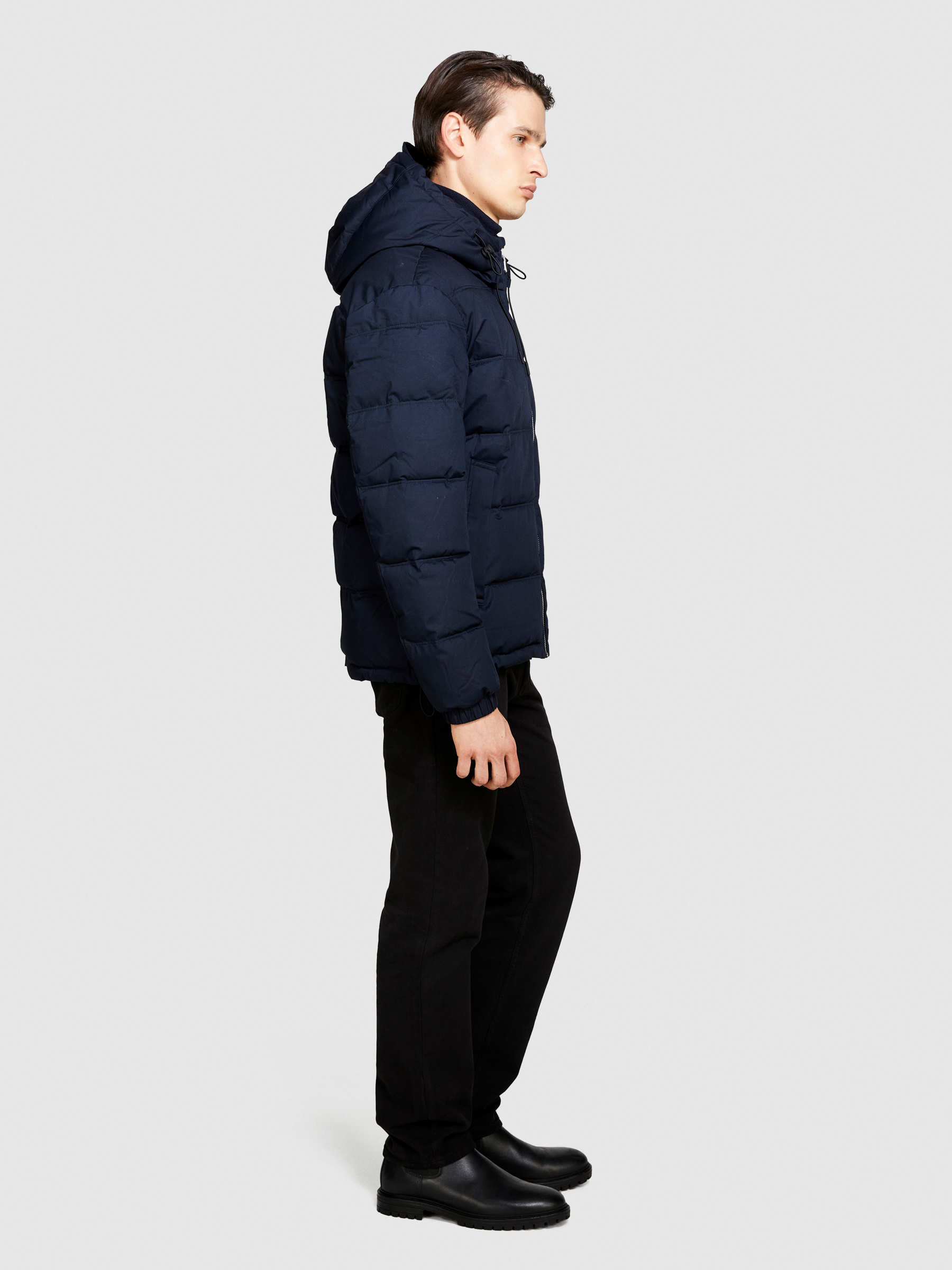 Sisley - Padded Jacket With Hood, Man, Dark Blue, Size: S