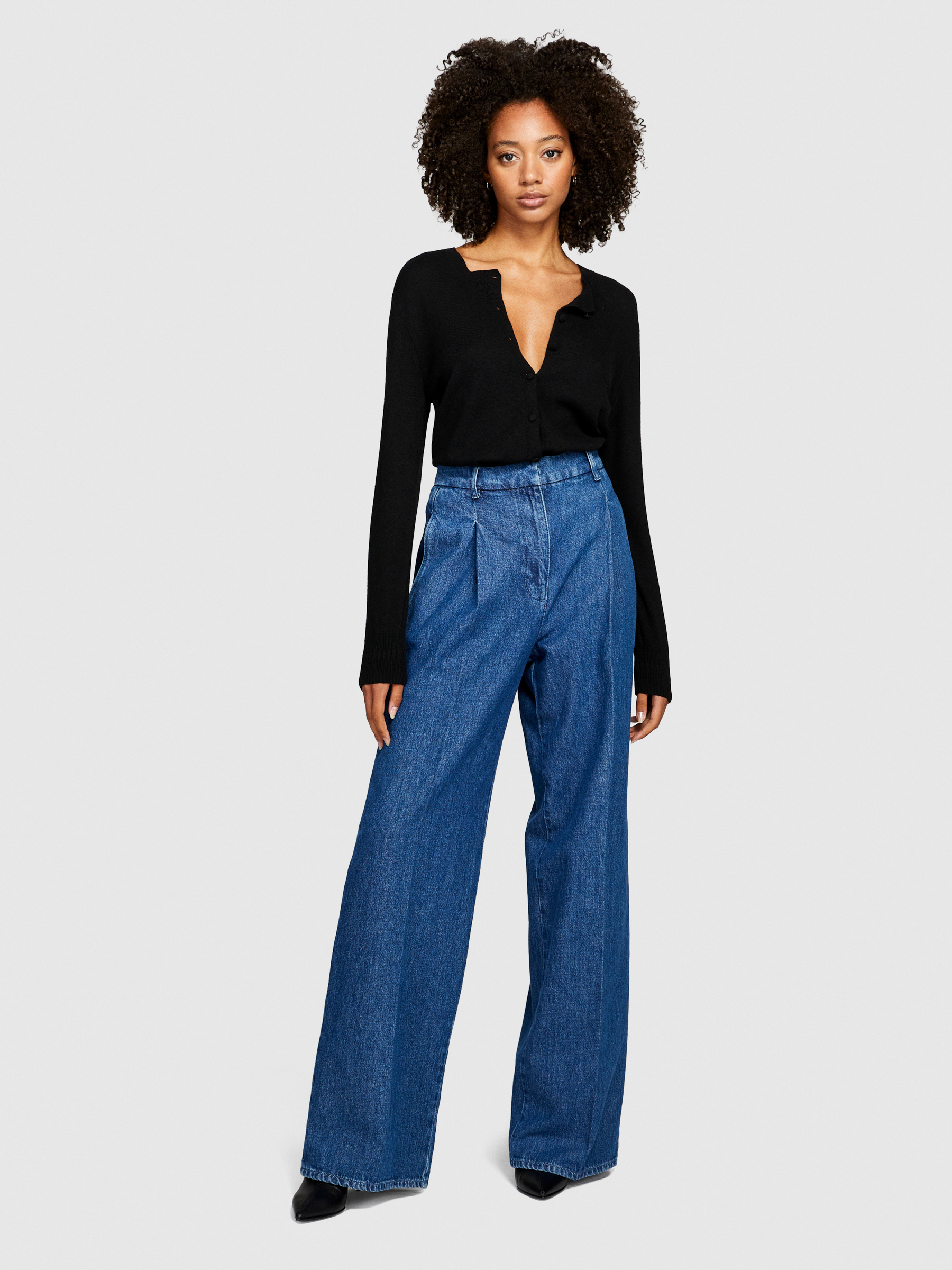 Sisley - Regular Fit Cardigan, Woman, Black, Size: M
