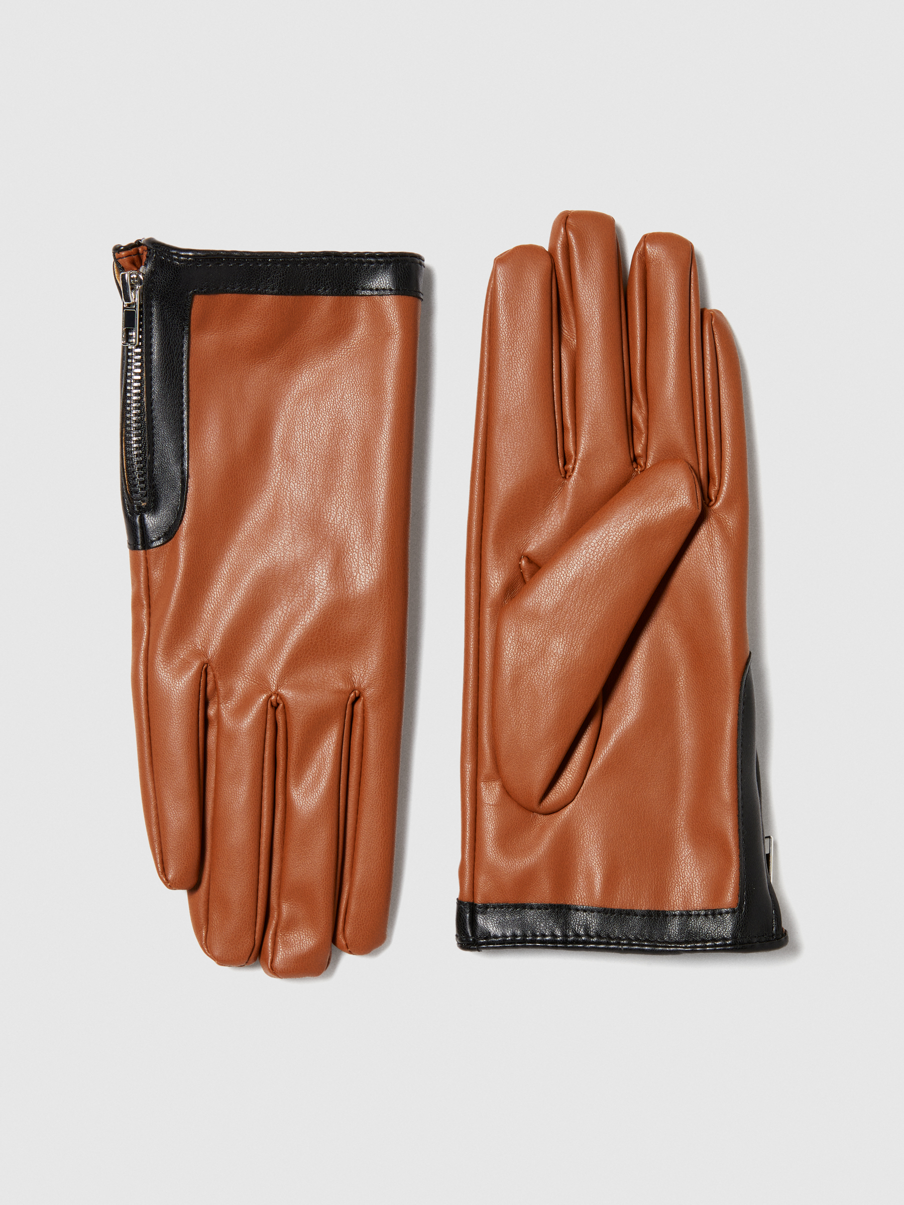 Sisley - Gloves With Zipper, Woman, Camel, Size: XL