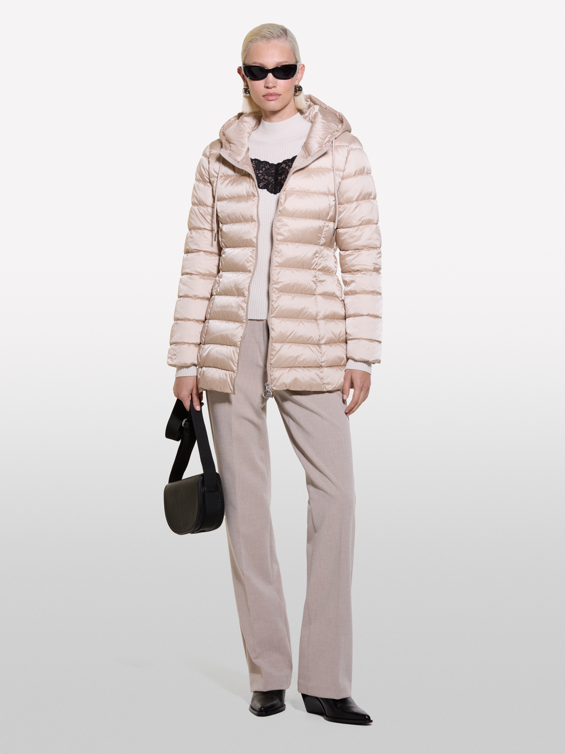 Sisley - Blouson Rembourré En Nylon Rose Clair, Femme, Rose Pâle, Taille: 48