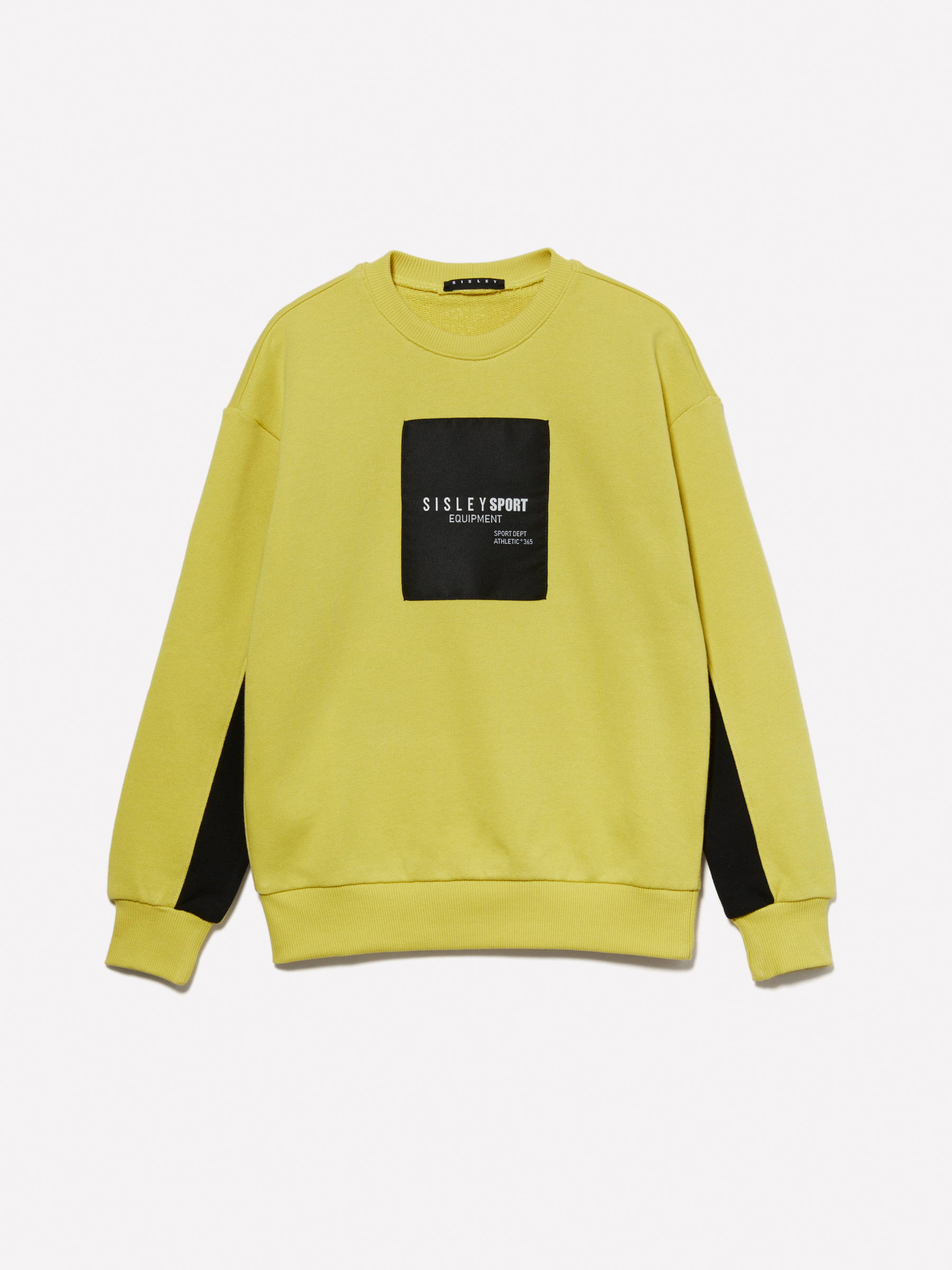Sisley Young - Sweat Jaune À Étiquette Siglée, Homme, Jaune, Taille: XS