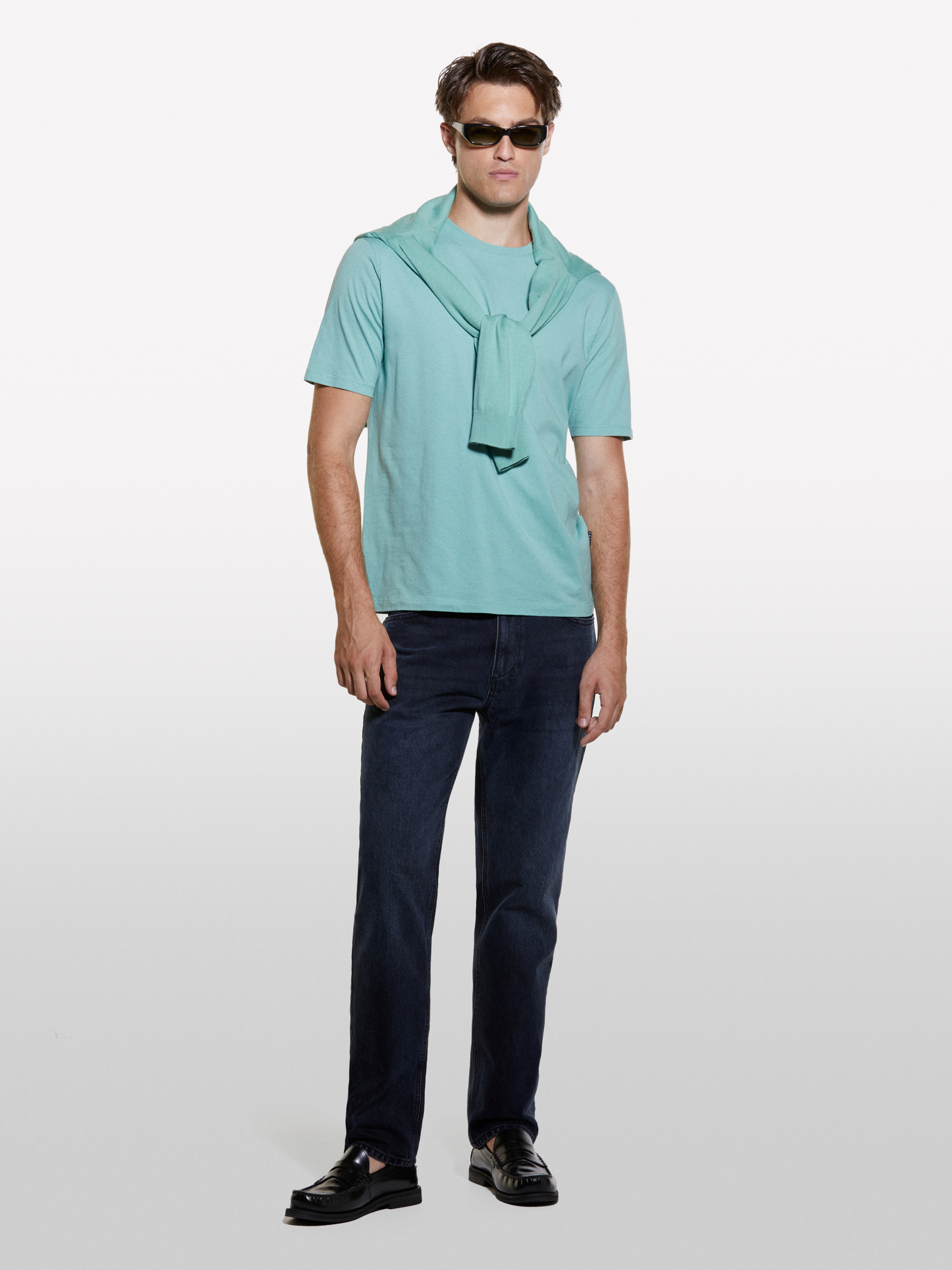 Sisley - T-shirt Vert Clair À Col Rond En 100 % Coton Bio, Homme, Vert Clair, Taille: XL