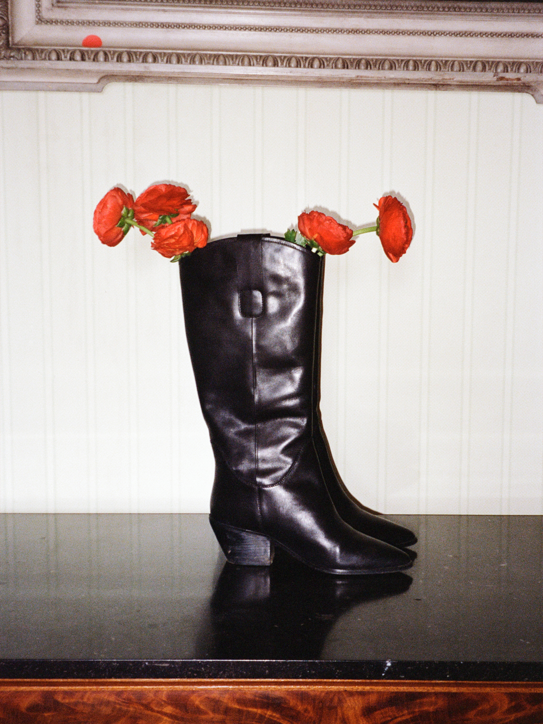 Sisley - Leather Cowboy Boots, Woman, Black, Size: 35