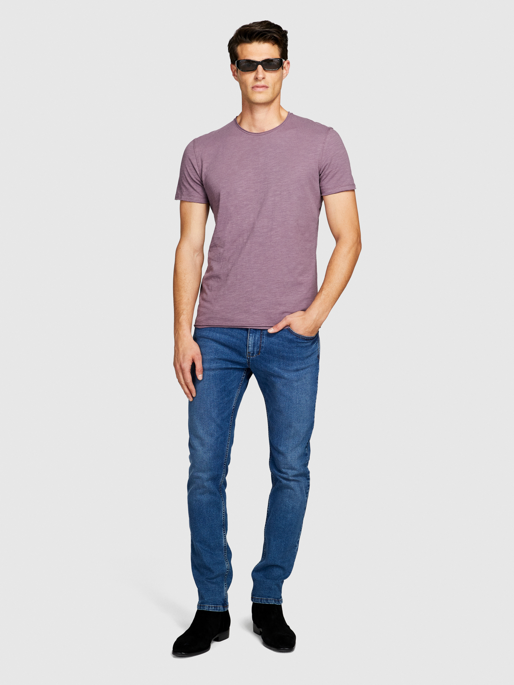 Sisley - Slim Fit T-shirt, Man, Mauve, Size: EL