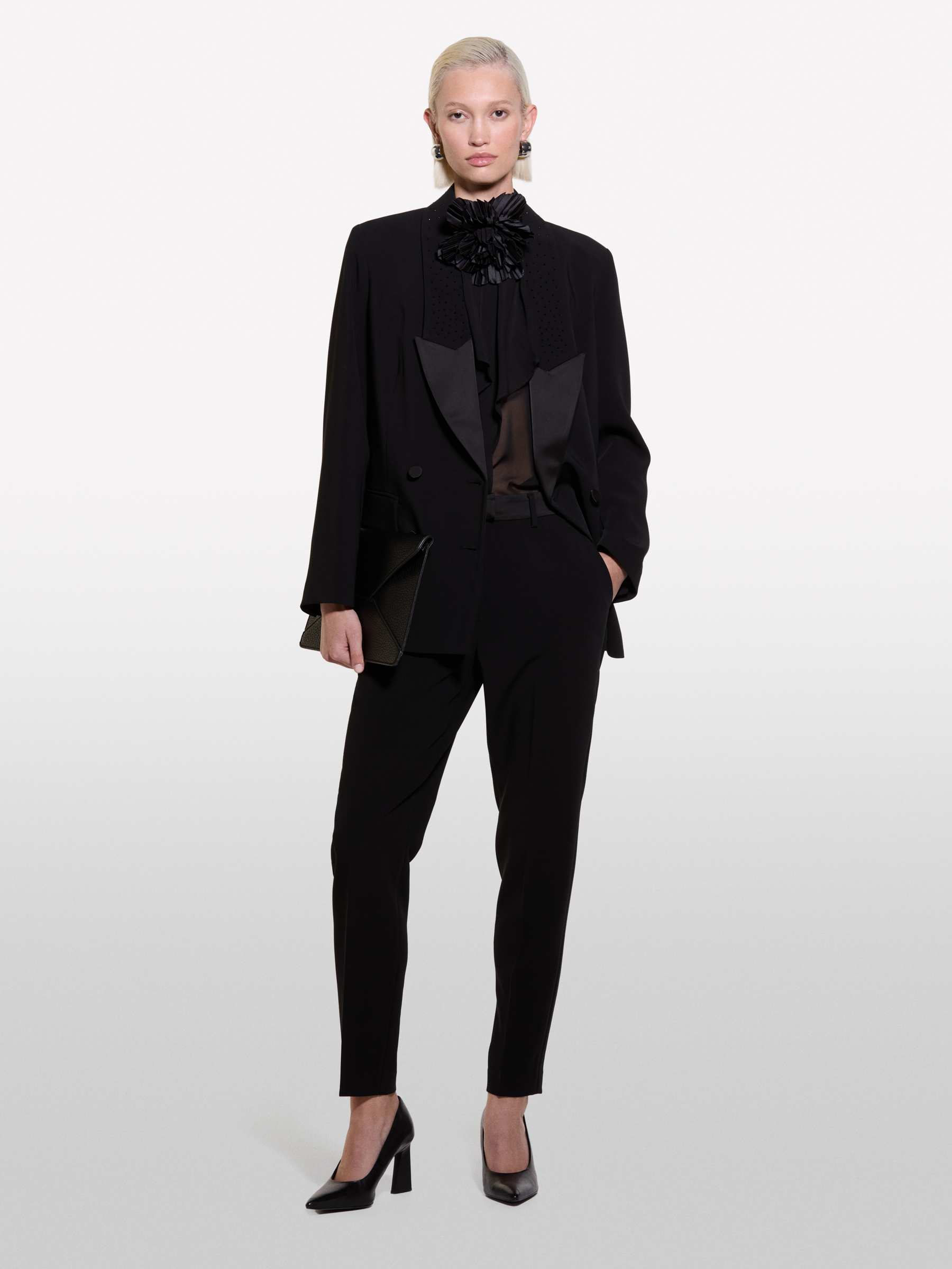 Sisley - Blazer À Double Boutonnage Et Strass, Femme, Noir, Taille: 44