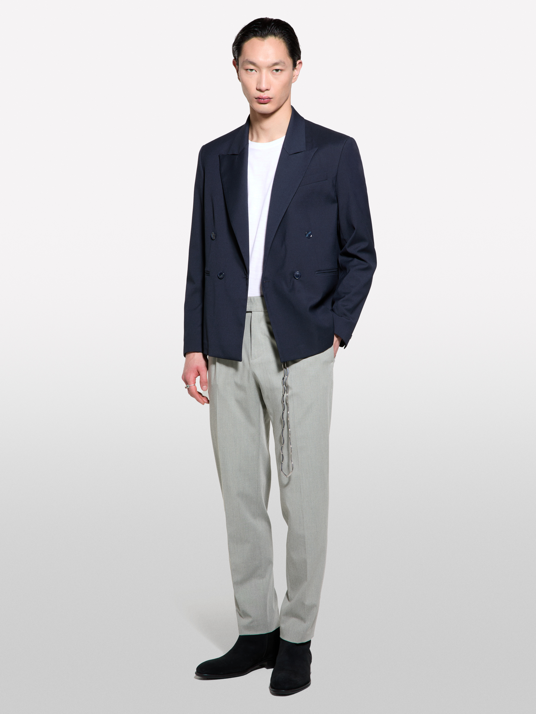 Sisley - Dark Blue Double-breasted Blazer, Man, Dark Blue, Size: 50
