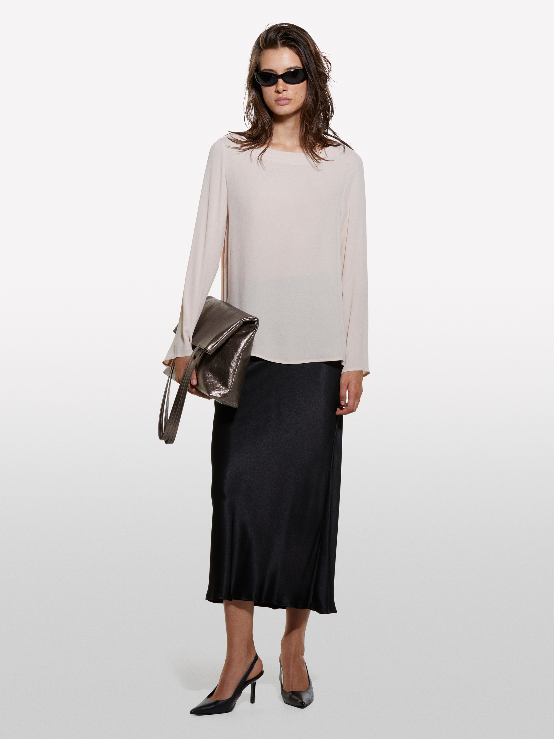 Sisley - Blouse Rose Clair À Encolure Bateau, Femme, Rose Pâle, Taille: XS