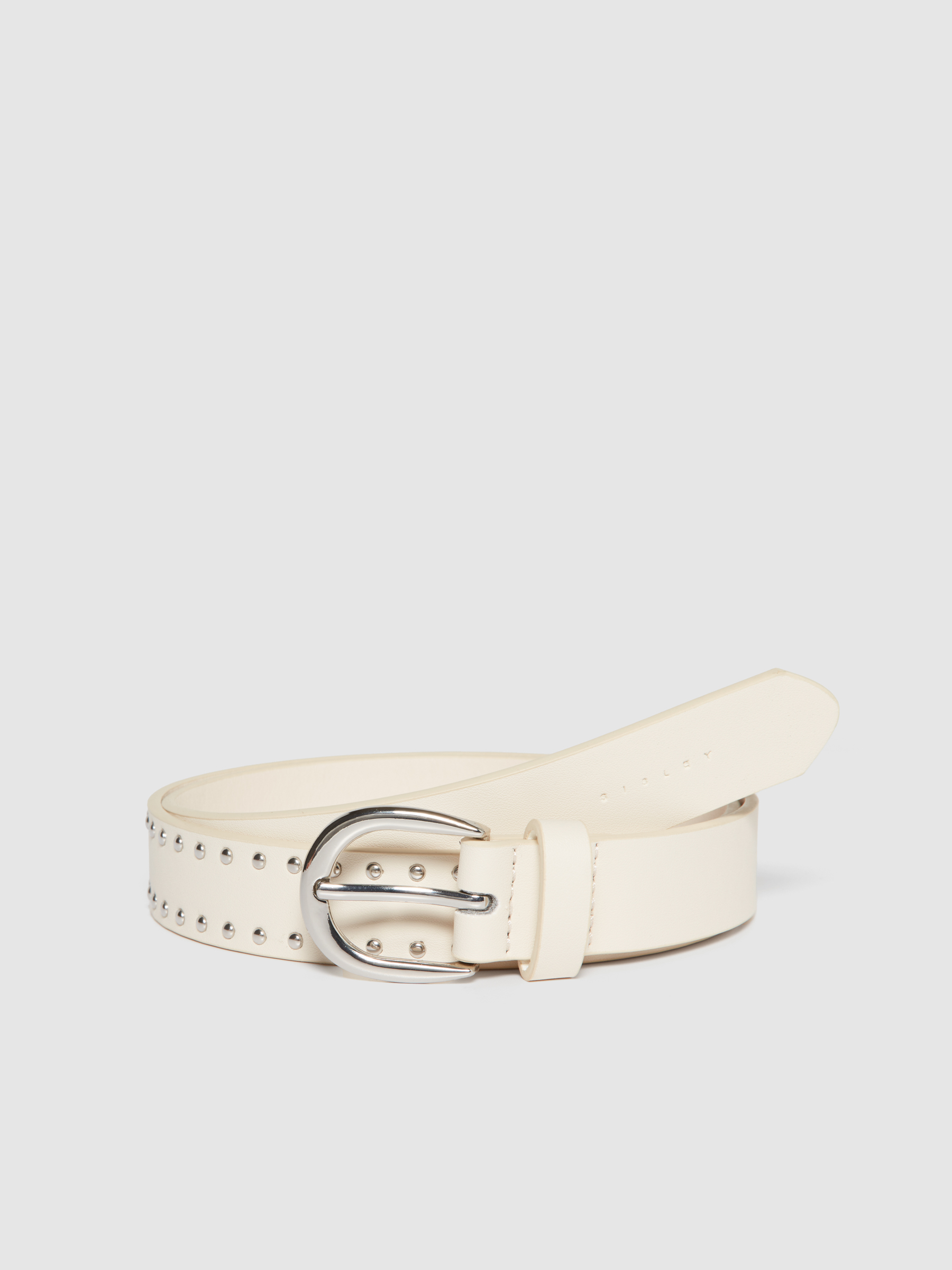 Sisley - Belt With Studs, Woman, Creamy White, Size: S