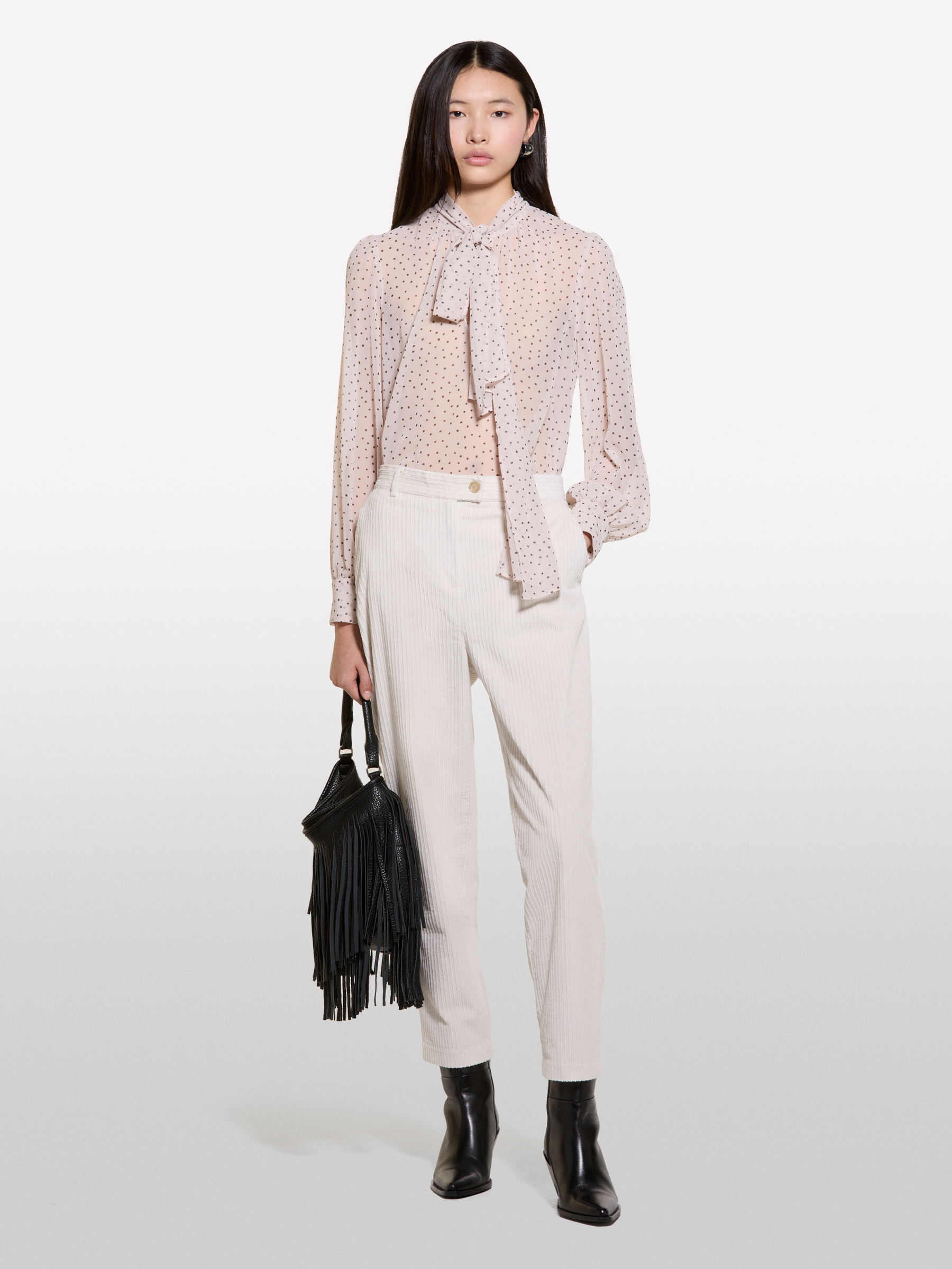 Sisley - Jogging Crème En Velours À Bords-côtes, Femme, Crème, Taille: 48