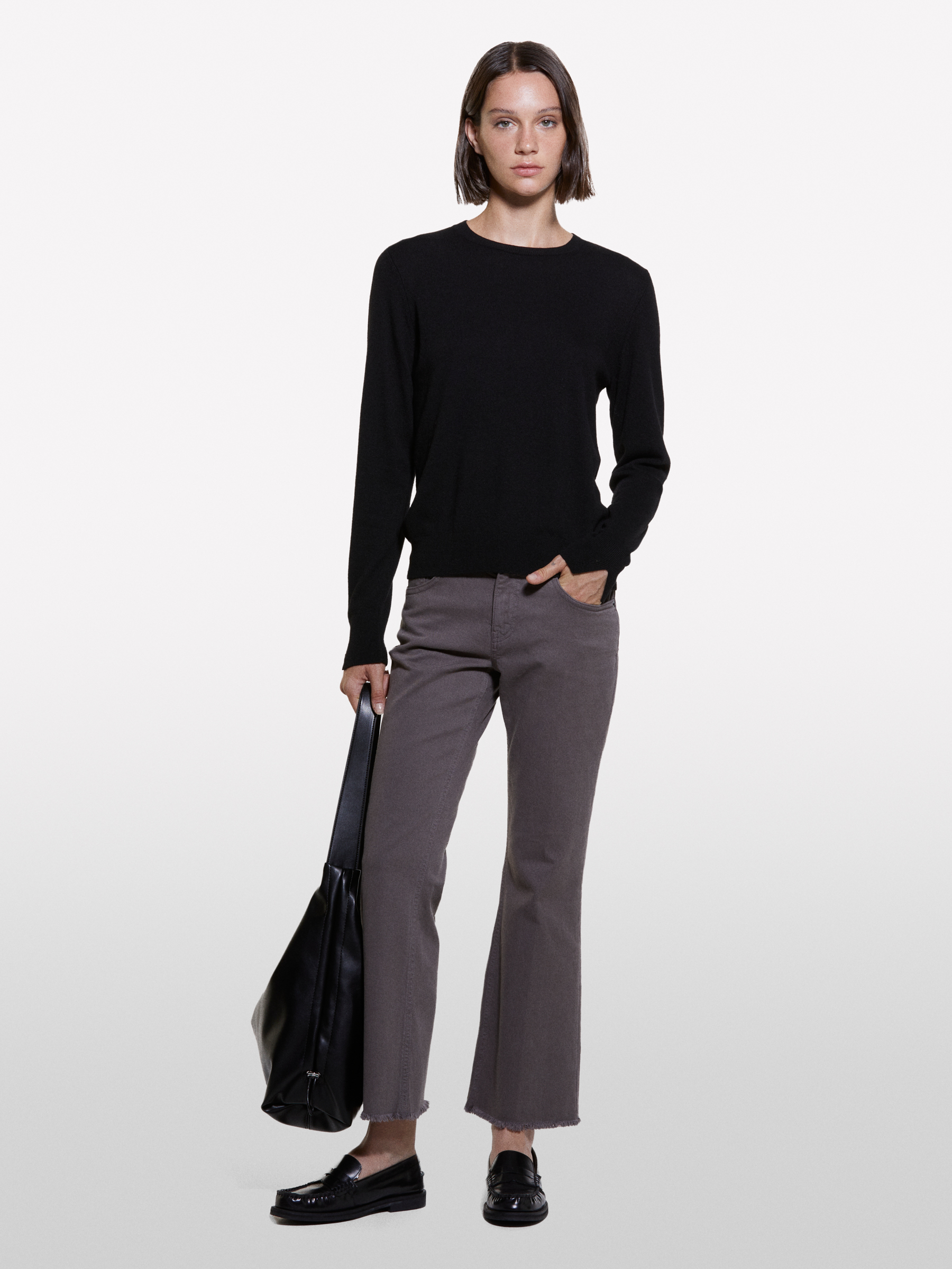 Sisley - Pull Regular Noir À Col Rond, Femme, Noir, Taille: XS