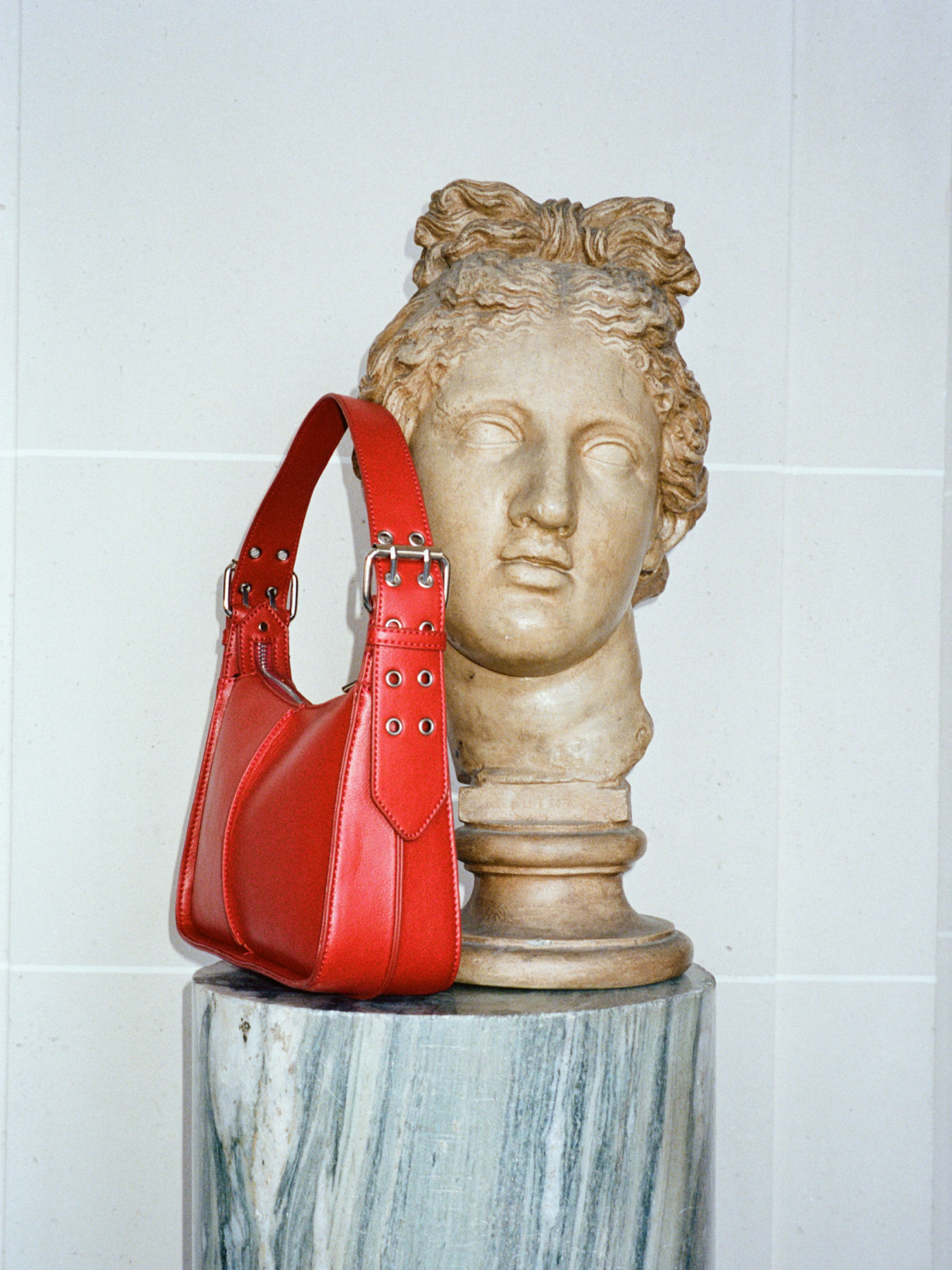Sisley - Mini Hobo Bag With Buckles, Woman, Red, Size: ST