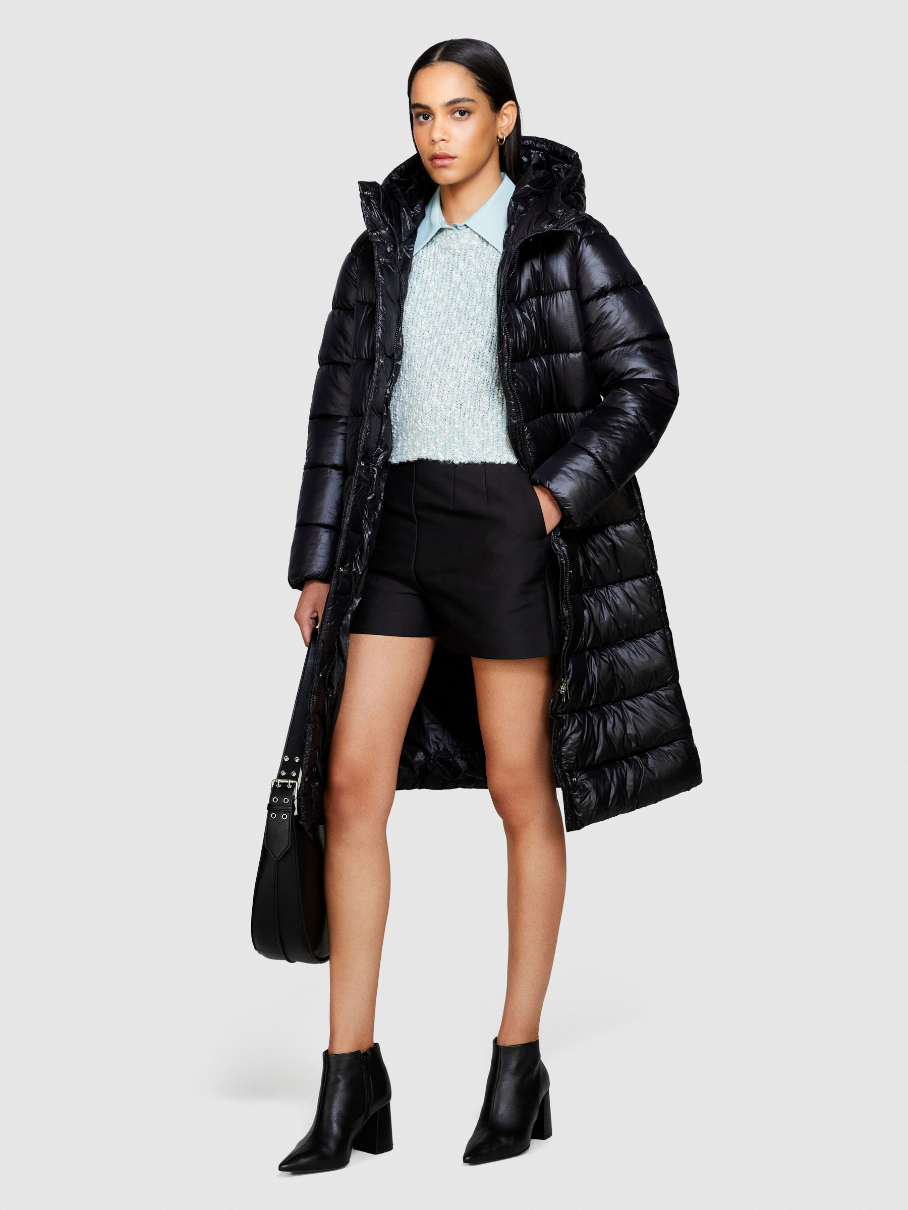 Sisley - High-waisted Shorts, Woman, Black, Size: 48