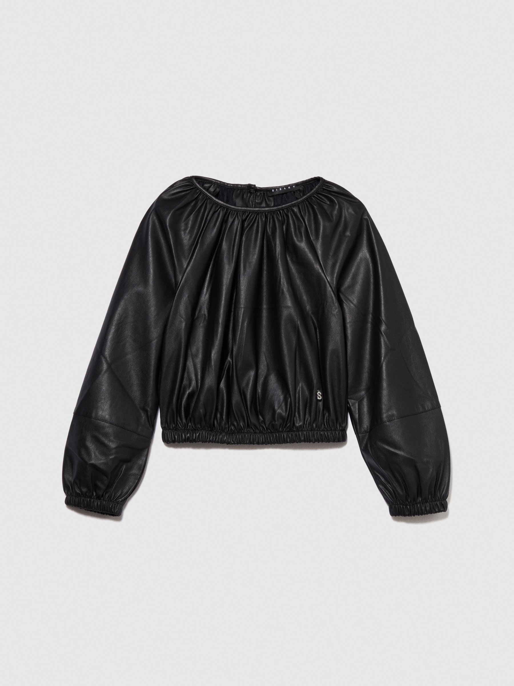 Sisley Young - Cropped Blouse, Woman, Black, Size: XS