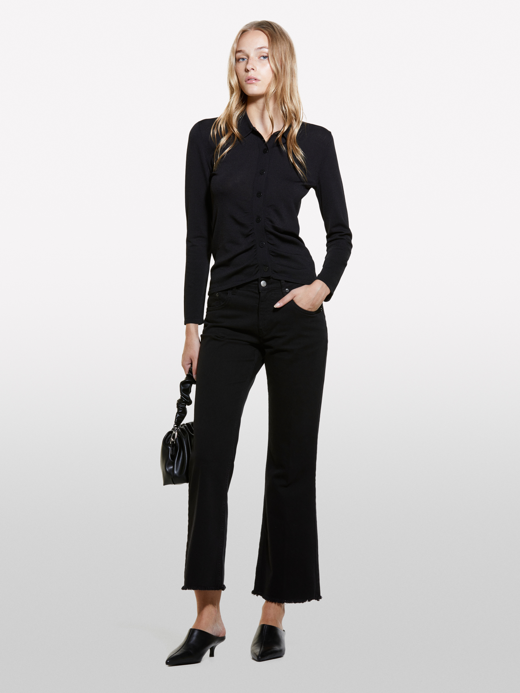 Sisley - Jeans Coloré Noir Évasé, Femme, Noir, Taille: 34