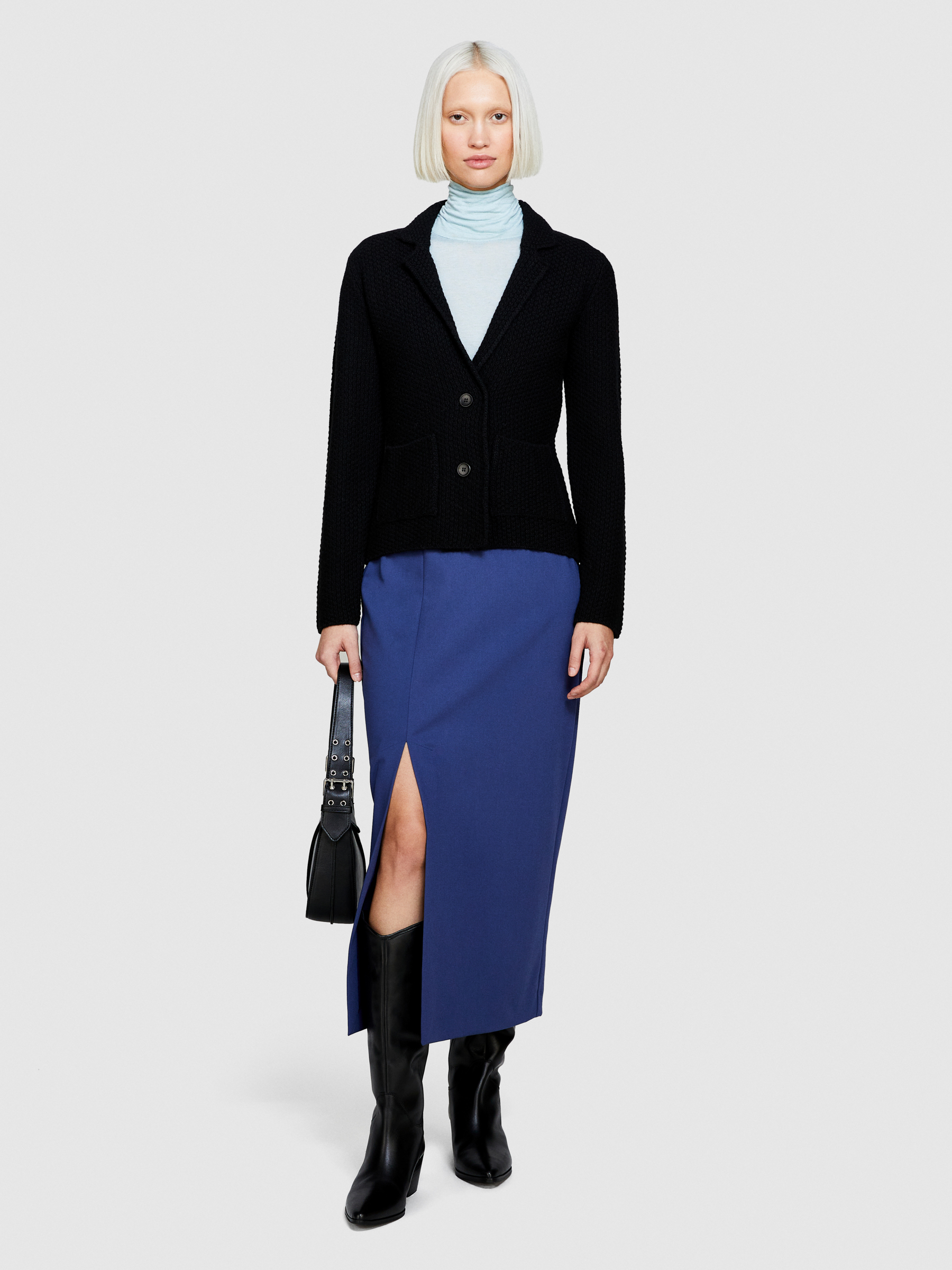Sisley - Knit Blazer, Woman, Black, Size: L